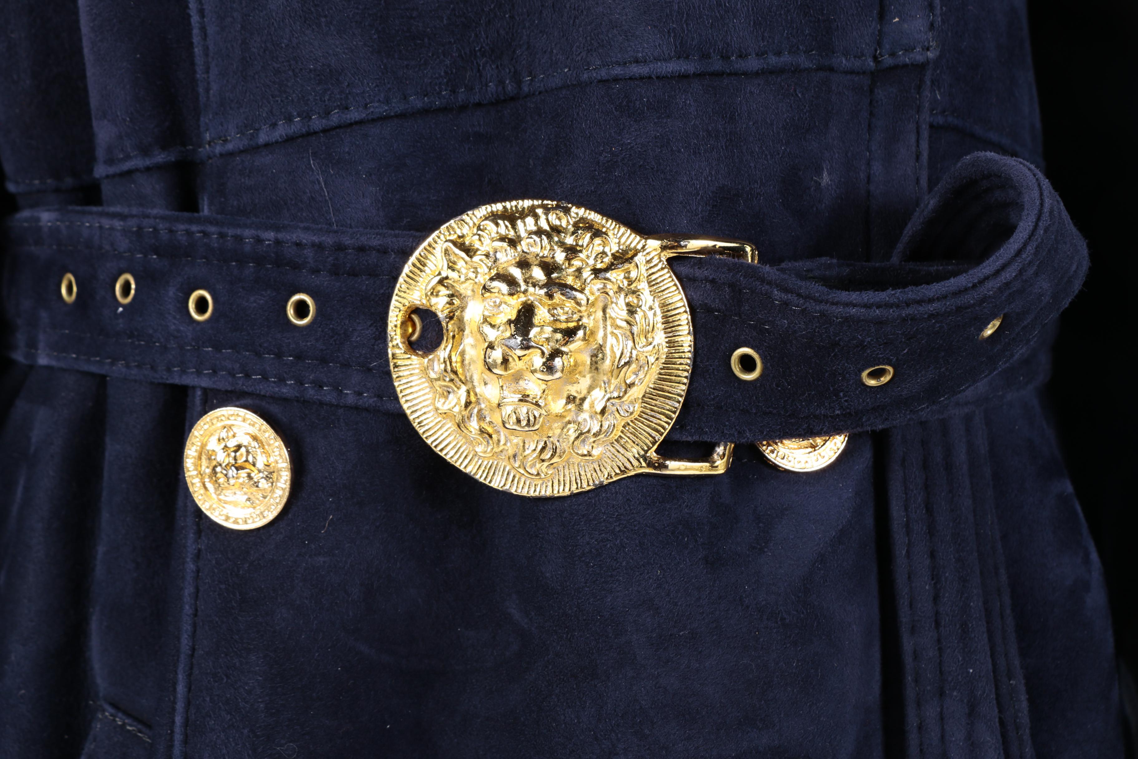 Women's Krikis for Fantazia Double-Breasted Navy Suede and Shearling Coat