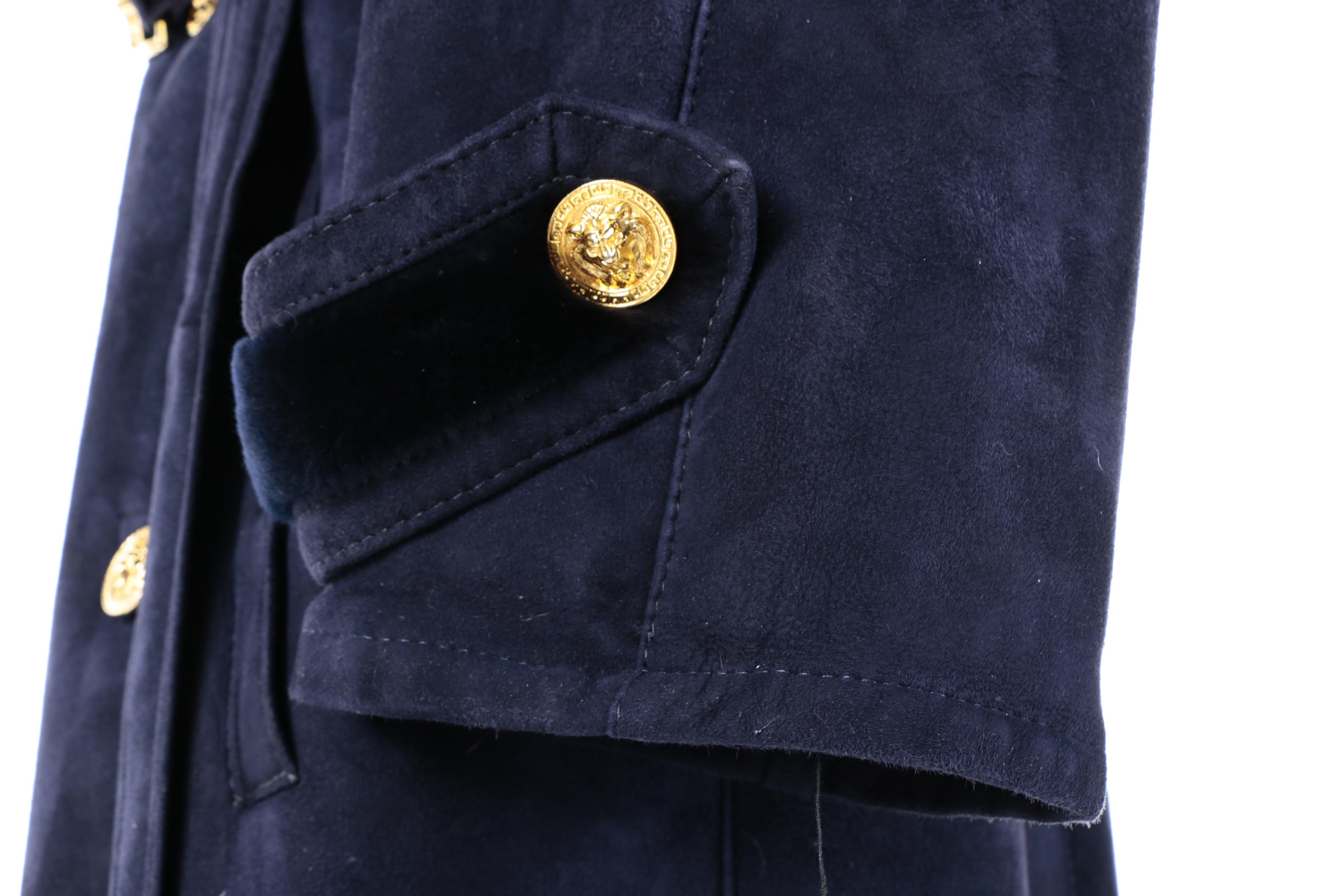 Women's Krikis for Fantazia Double-Breasted Navy Suede and Shearling Coat