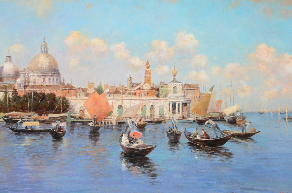 C. Lezama Large Impressionistic Oil Painting on Canvas