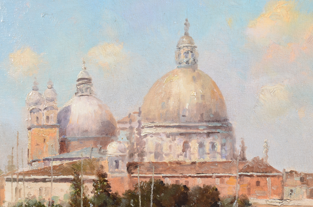 C. Lezama Large Impressionistic Oil Painting on Canvas