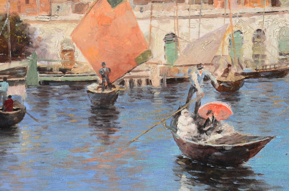 C. Lezama Large Impressionistic Oil Painting on Canvas