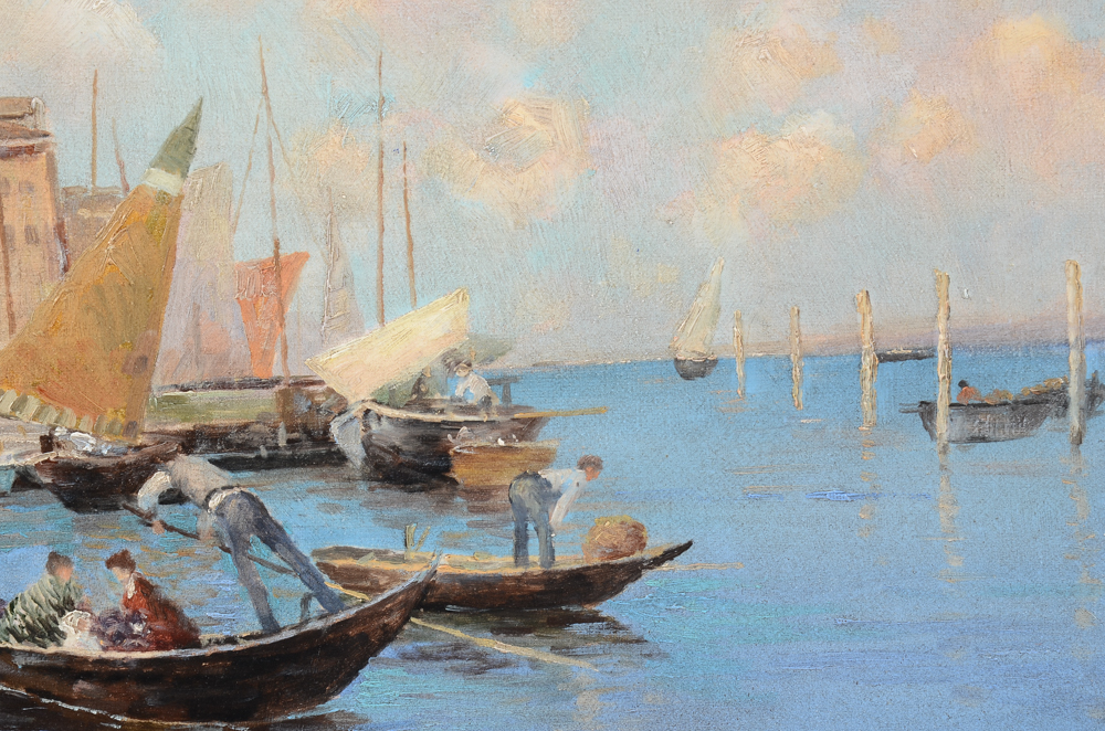 C. Lezama Large Impressionistic Oil Painting on Canvas