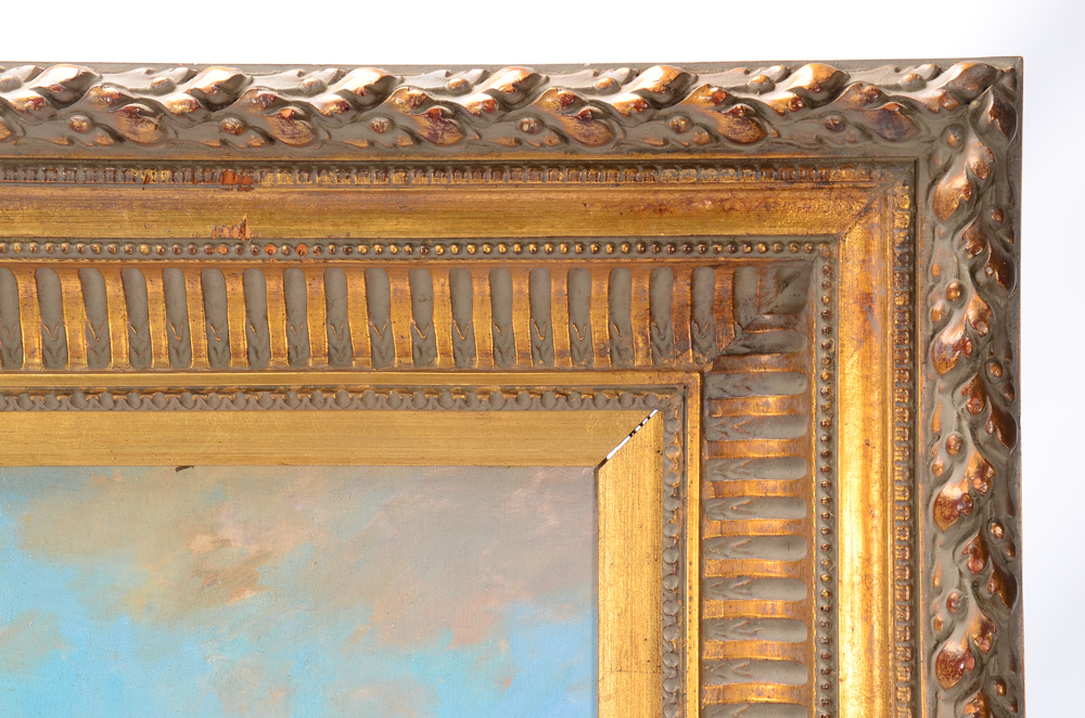 C. Lezama Large Impressionistic Oil Painting on Canvas