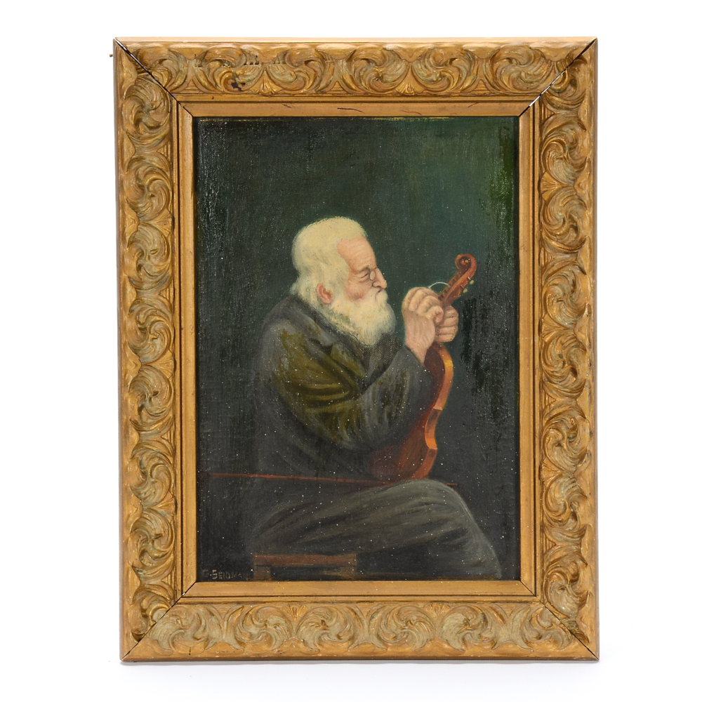George Seidman Oil Painting of a Figure with a Violin