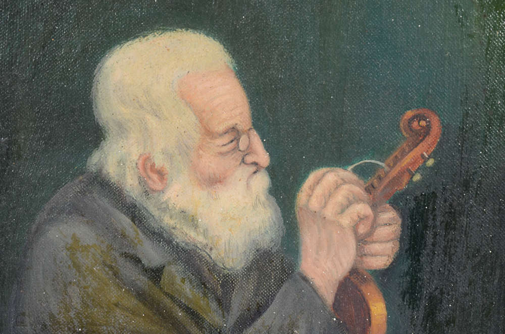 George Seidman Oil Painting of a Figure with a Violin