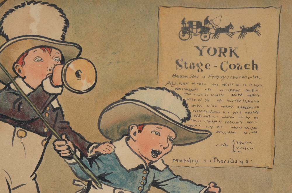 Cecil Aldin Lithographic Print "York Stage Coach"