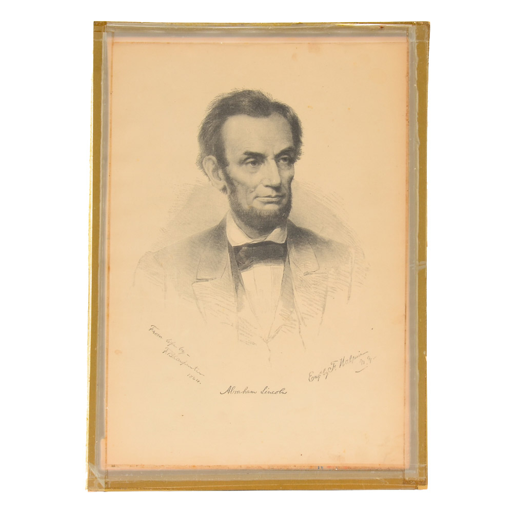 Antique Steel Engraving of Abraham Lincoln after Francis Bicknell Carpenter