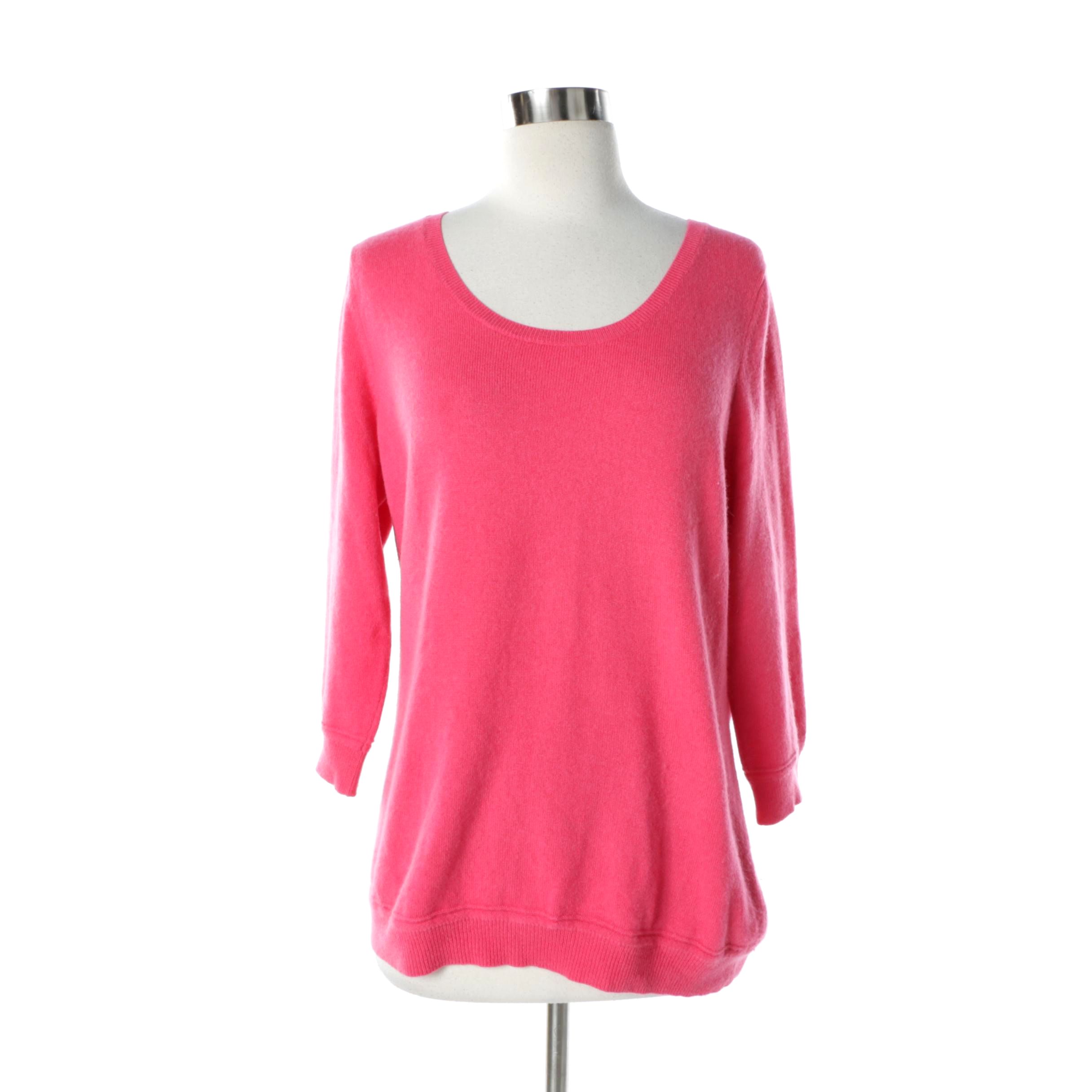 Women's Kinross Cashmere Pink Cashmere Knit Sweater