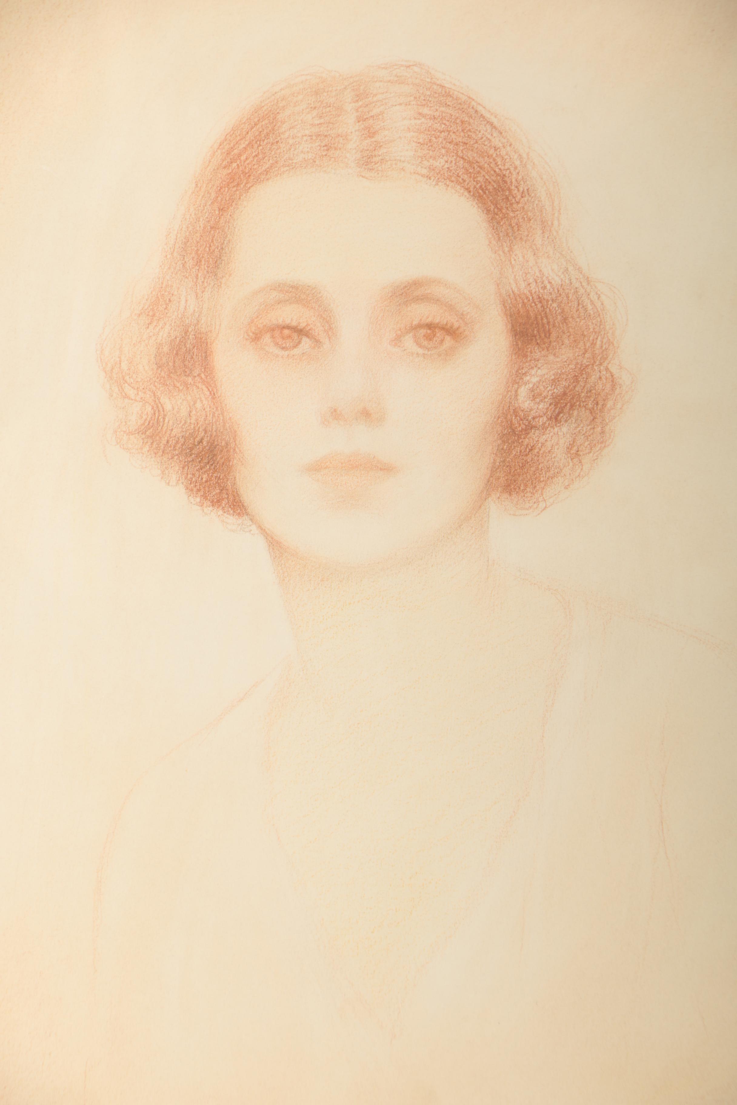 Charles Arthur Rose 1935 Conté Crayon Drawing "Sweety Pie"