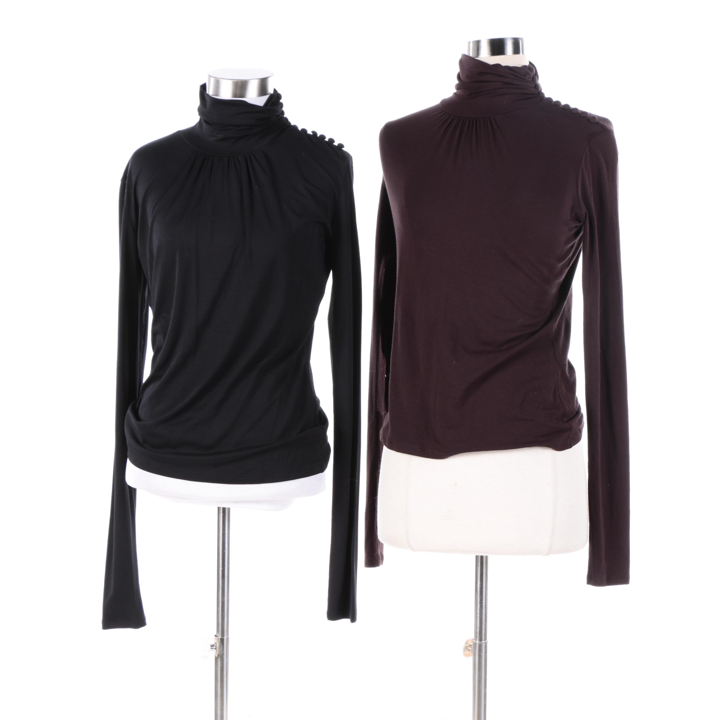 Women's Max Mara Black and Brown Turtlenecks