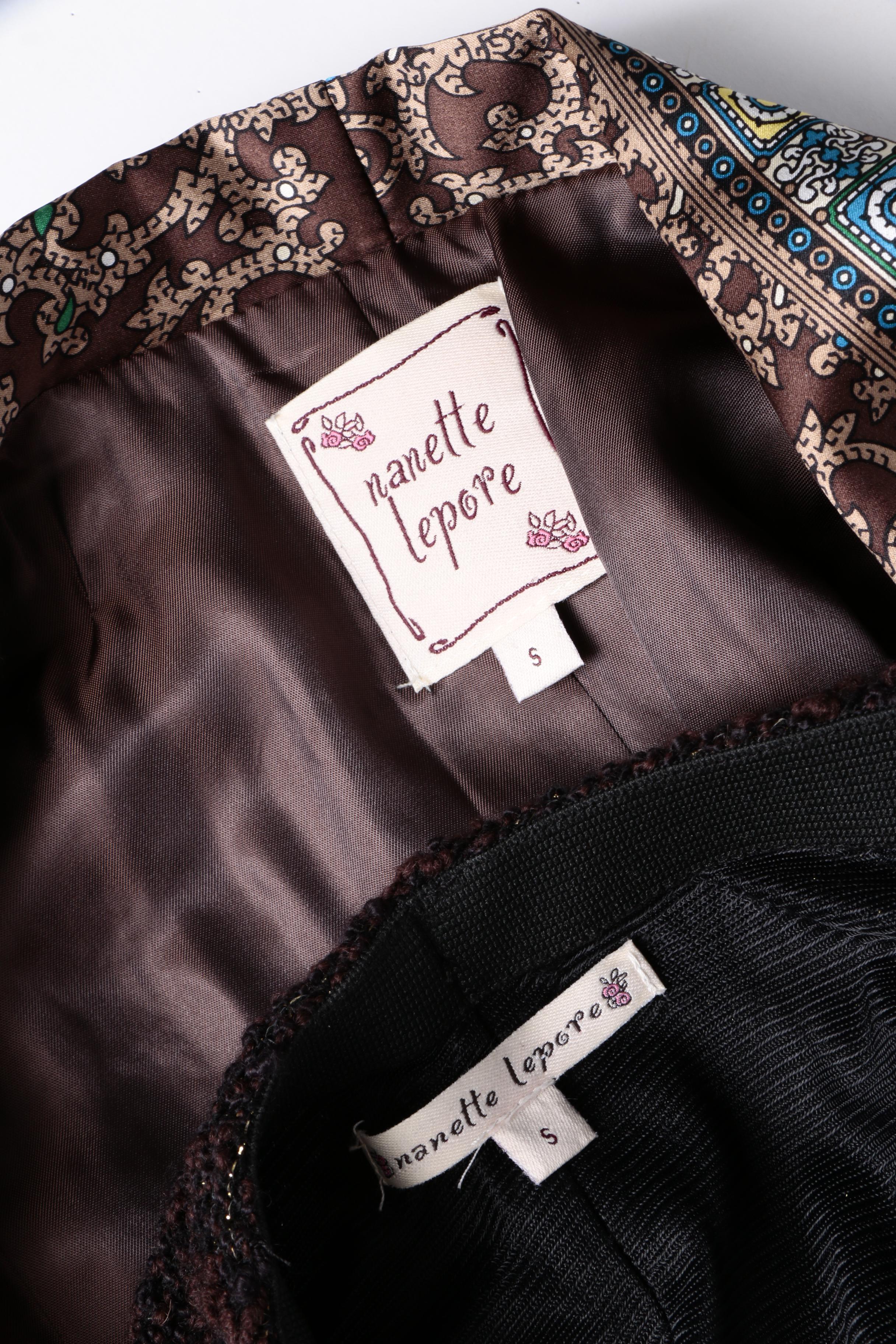 Nanette Lepore Brown Wool Blend Skirt Suit