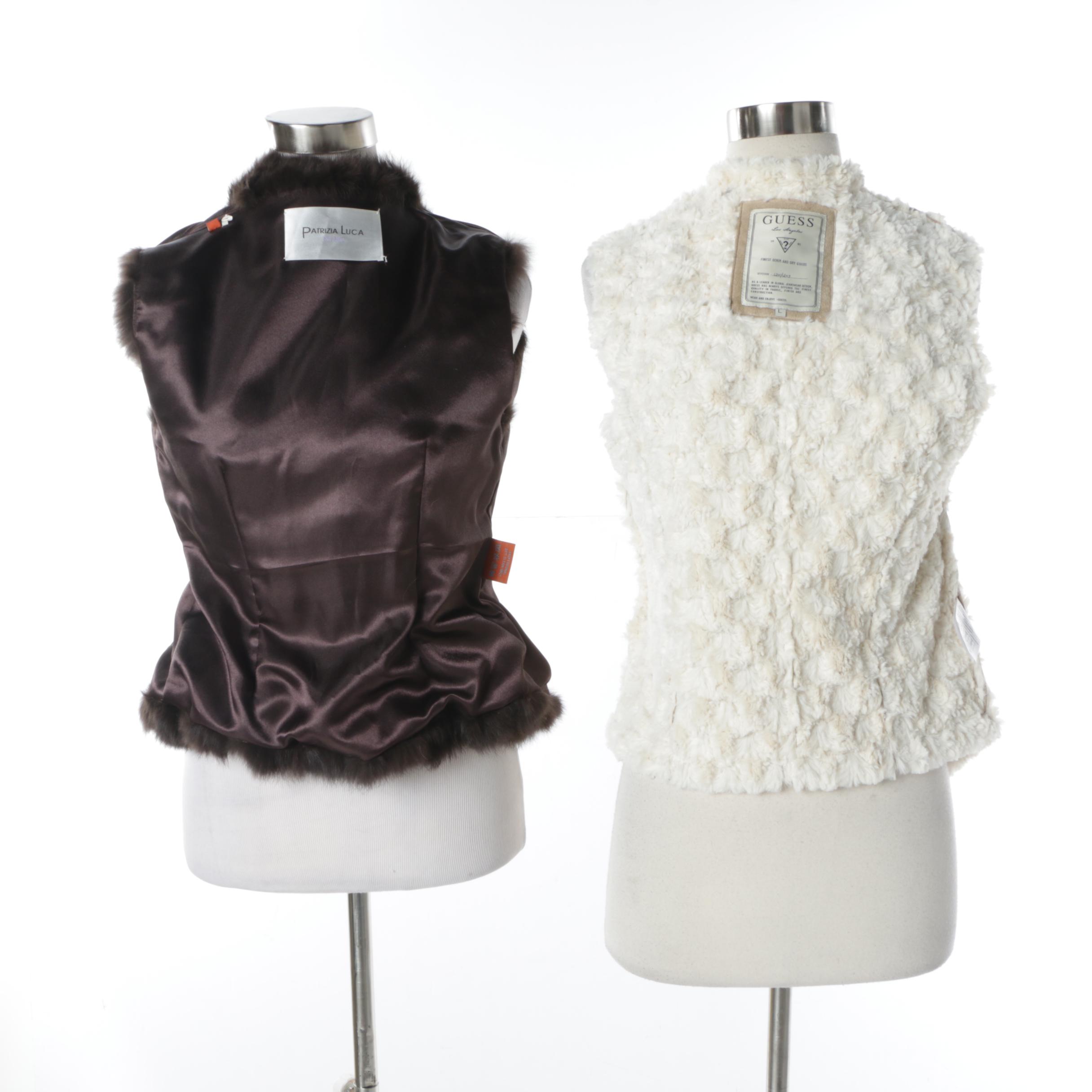 Women's Patrizia Luca Rabbit Fur Vest and Guess Faux Fur Vest