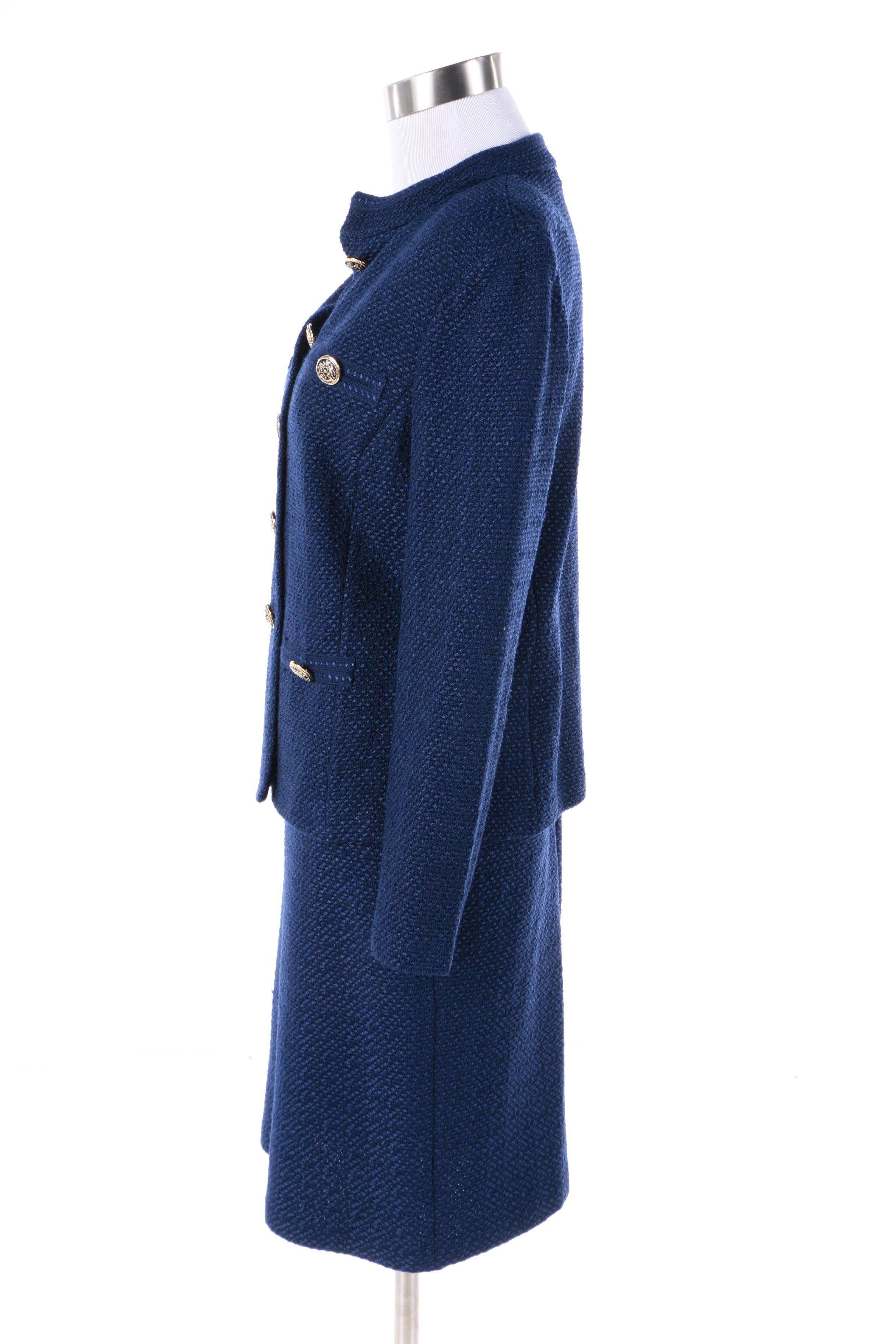 Women's St. John Blue Knit Skirt Suit