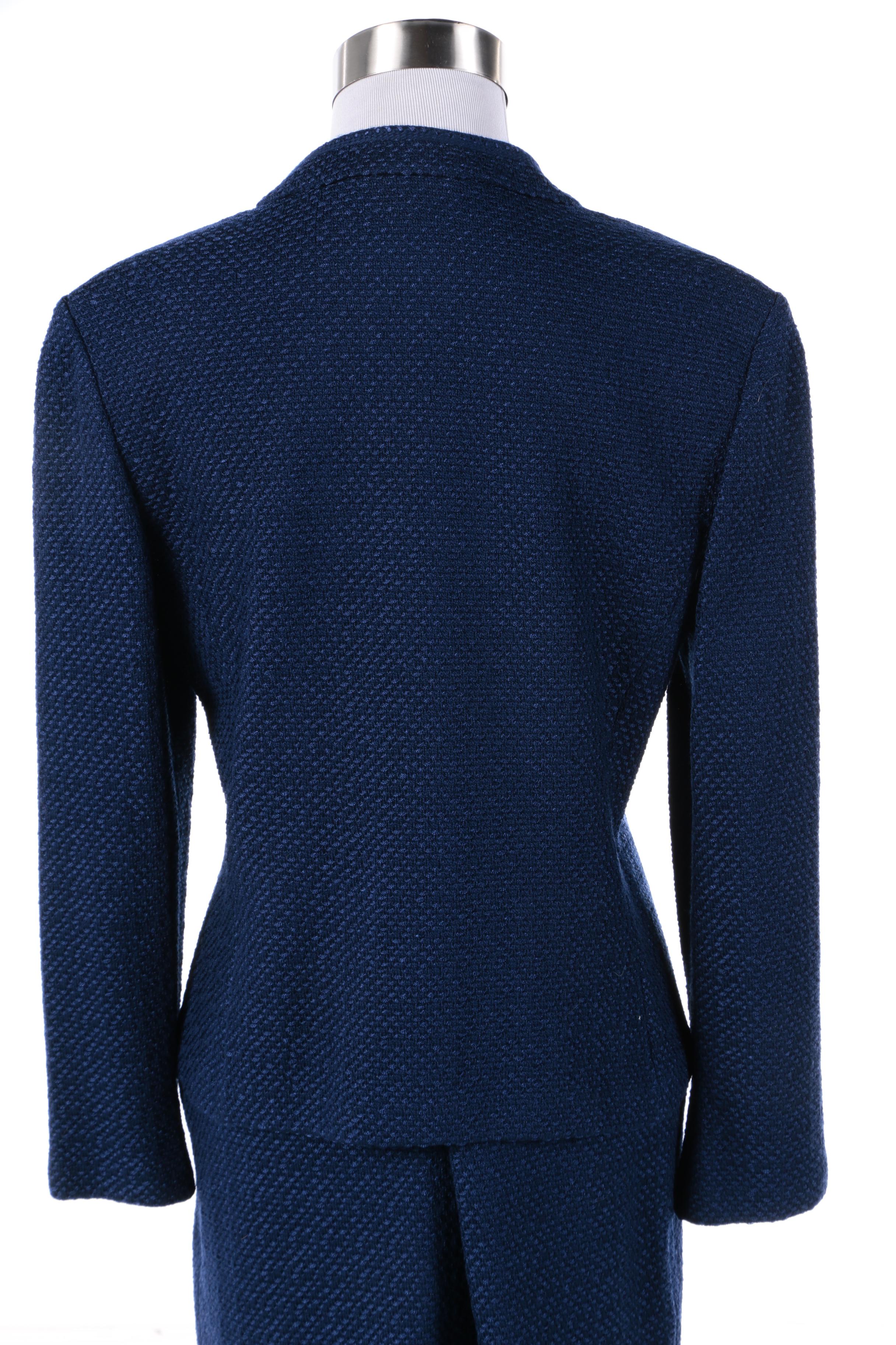 Women's St. John Blue Knit Skirt Suit