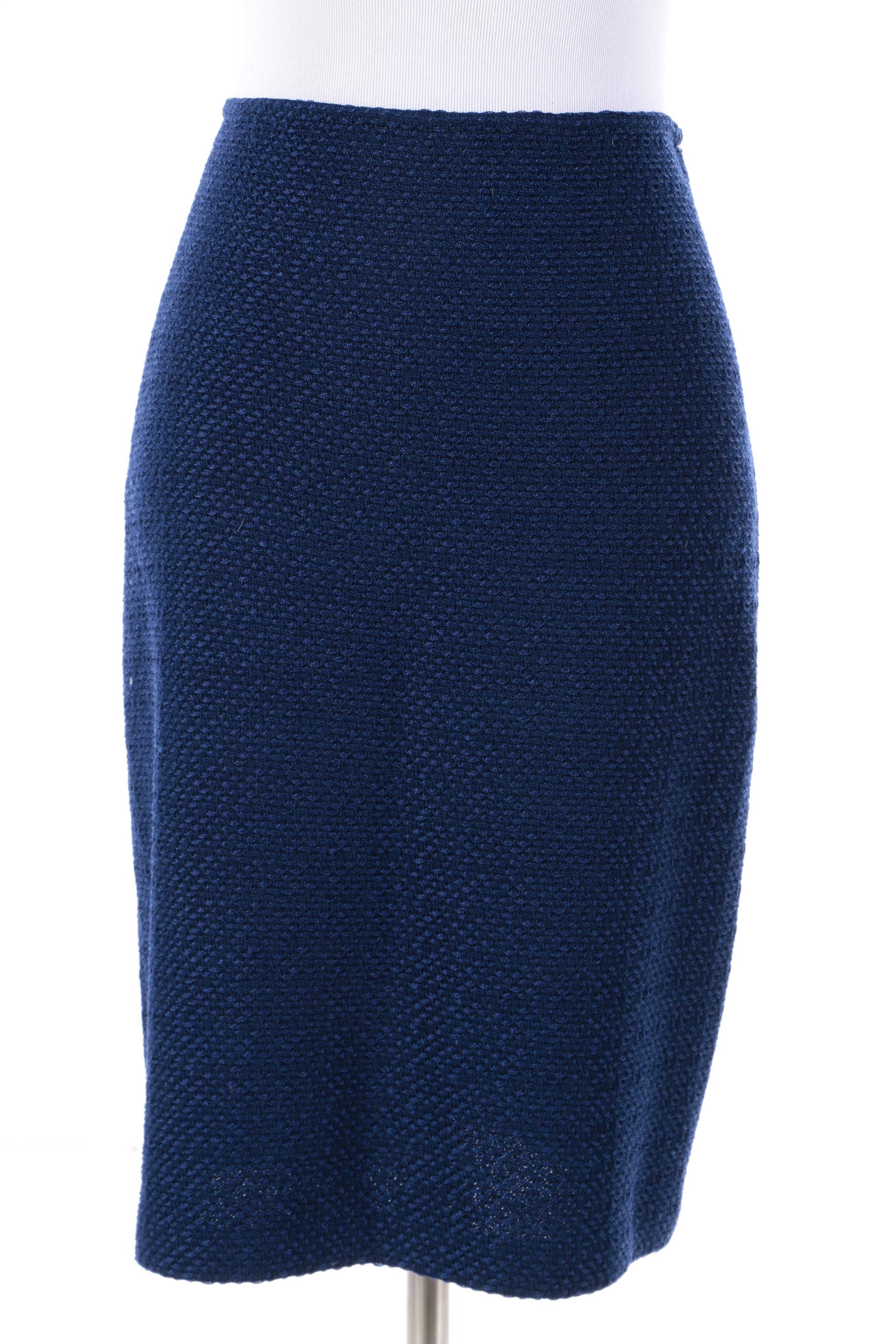 Women's St. John Blue Knit Skirt Suit