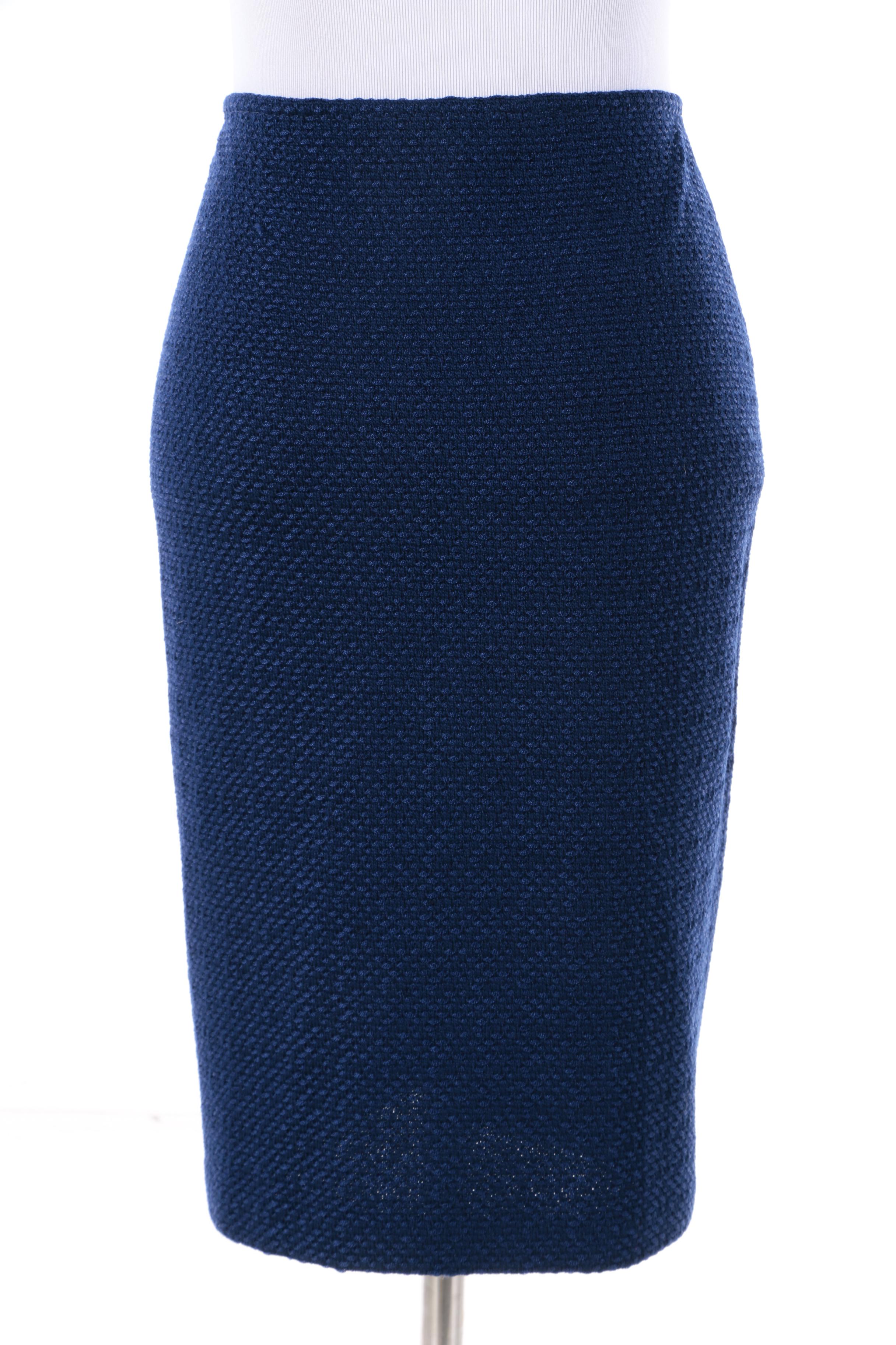Women's St. John Blue Knit Skirt Suit