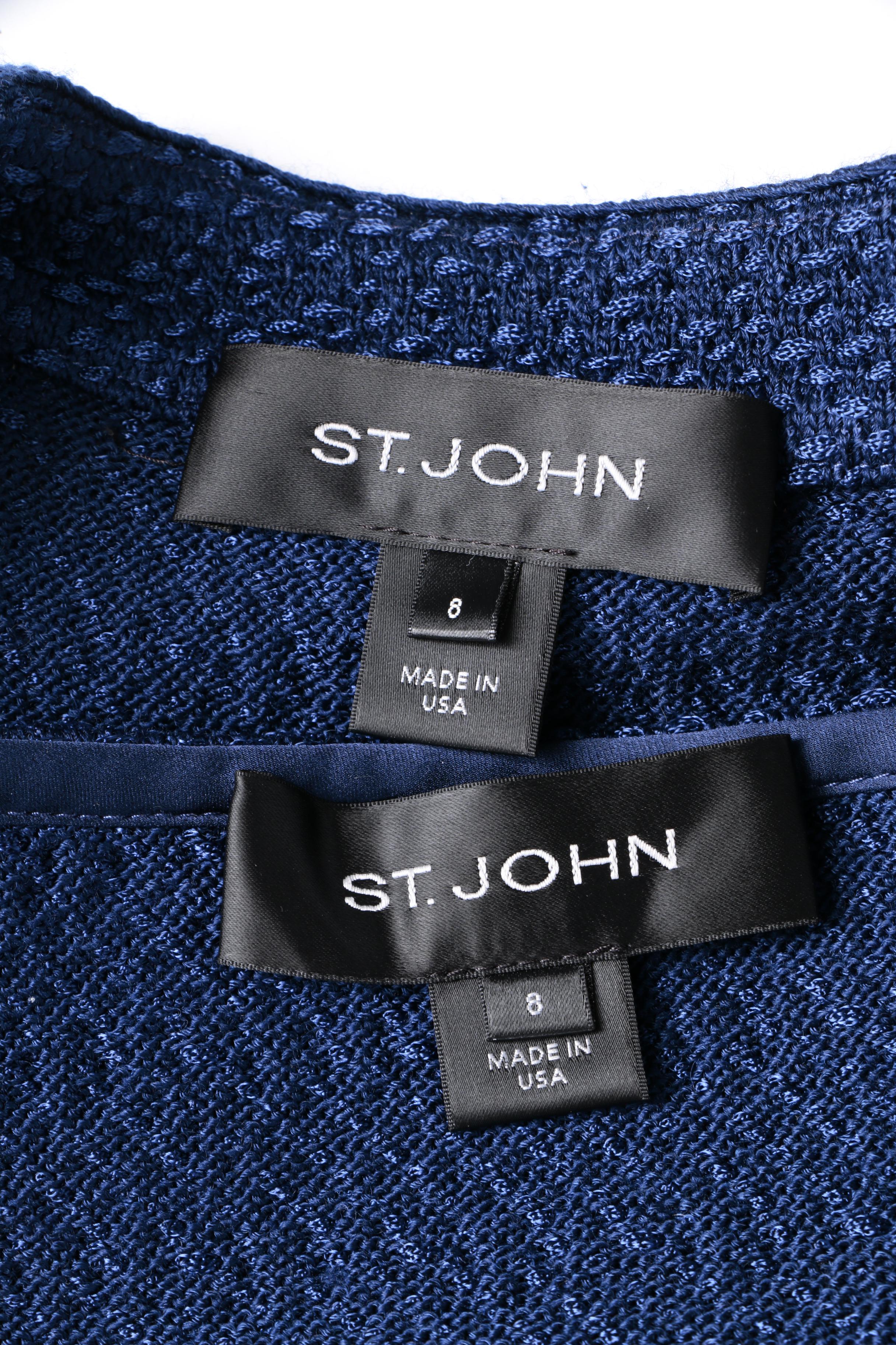 Women's St. John Blue Knit Skirt Suit