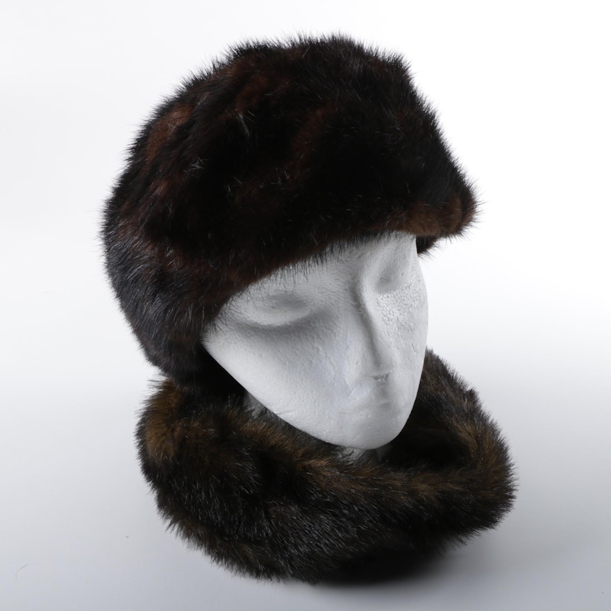 Vintage Mr. D Mink Fur Hat with Faux Fur Headband