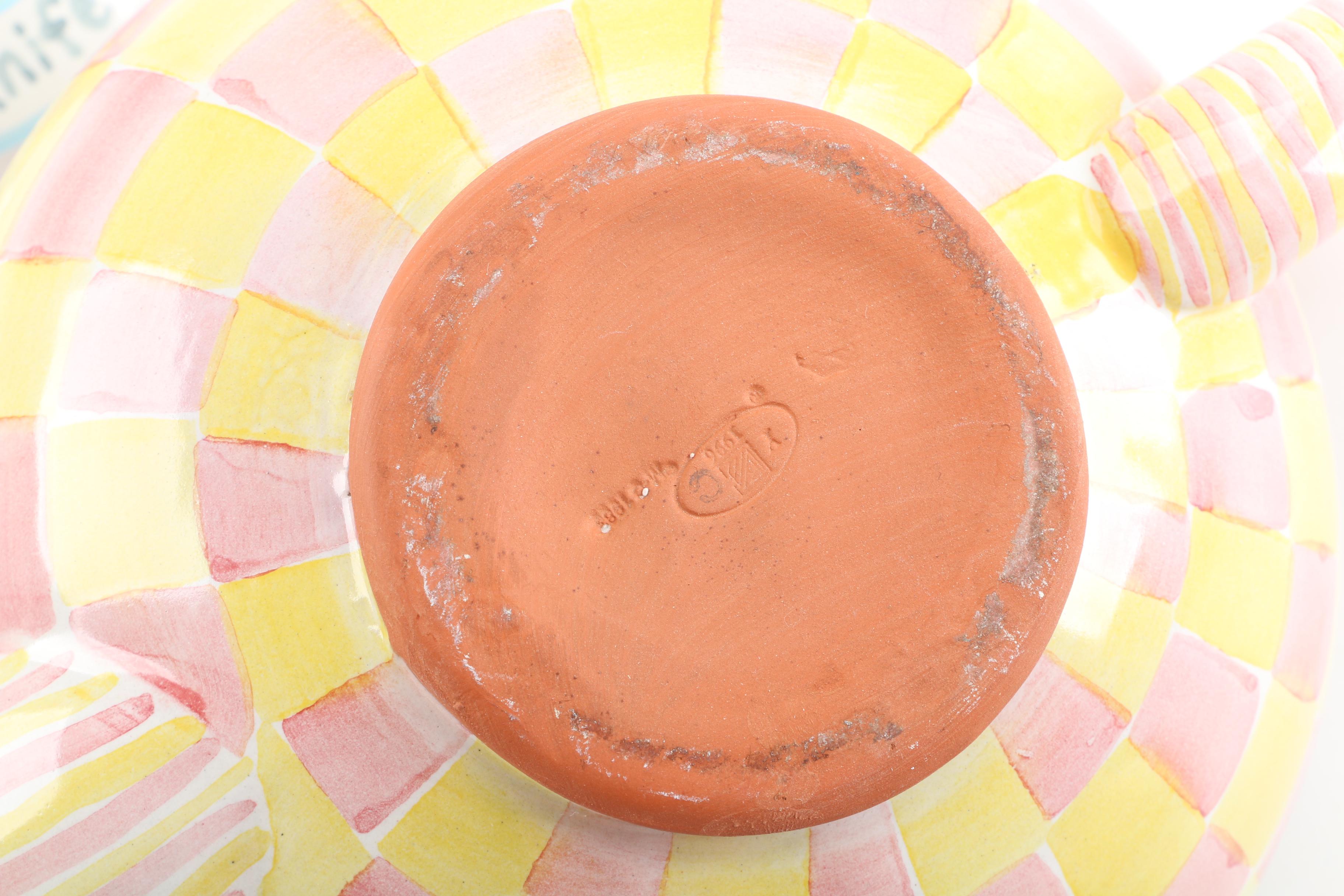 MacKenzie-Childs Ceramic Teapot, Creamer, and Open Sugar Bowl