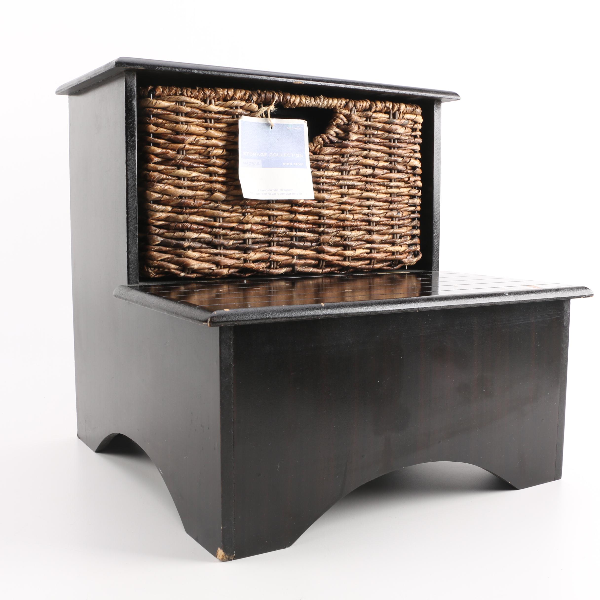 Step Stool With Storage Compartments and Basket