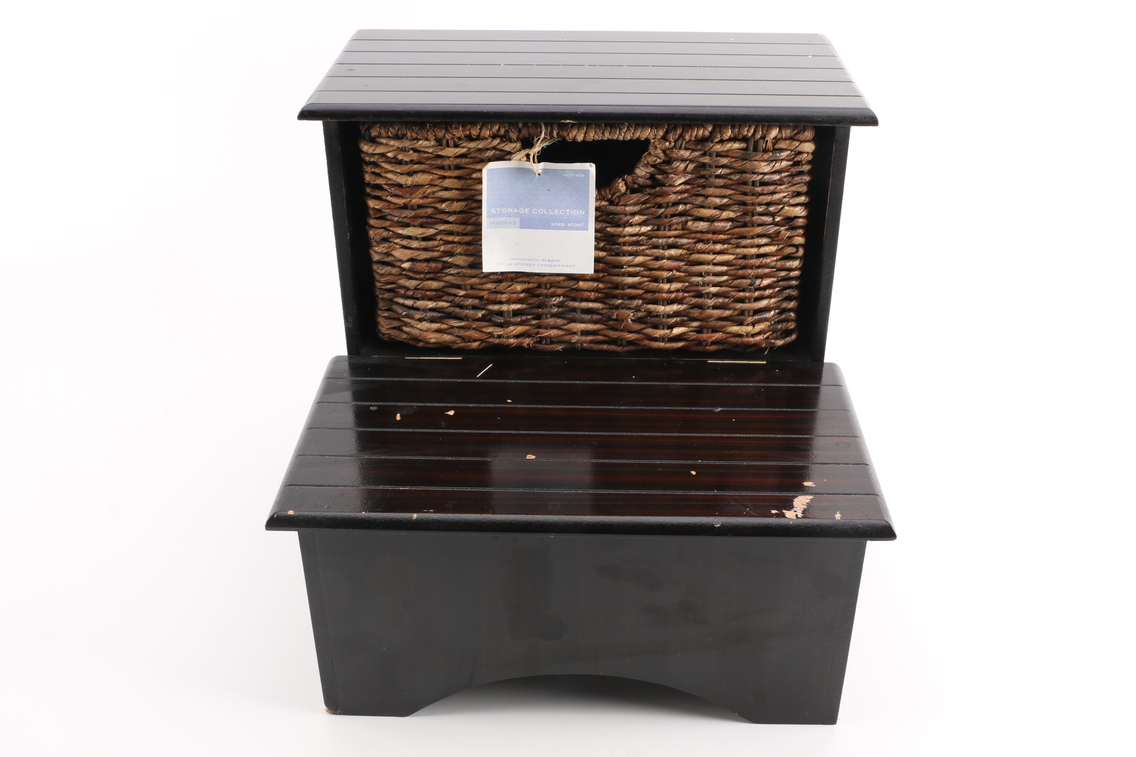 Step Stool With Storage Compartments and Basket