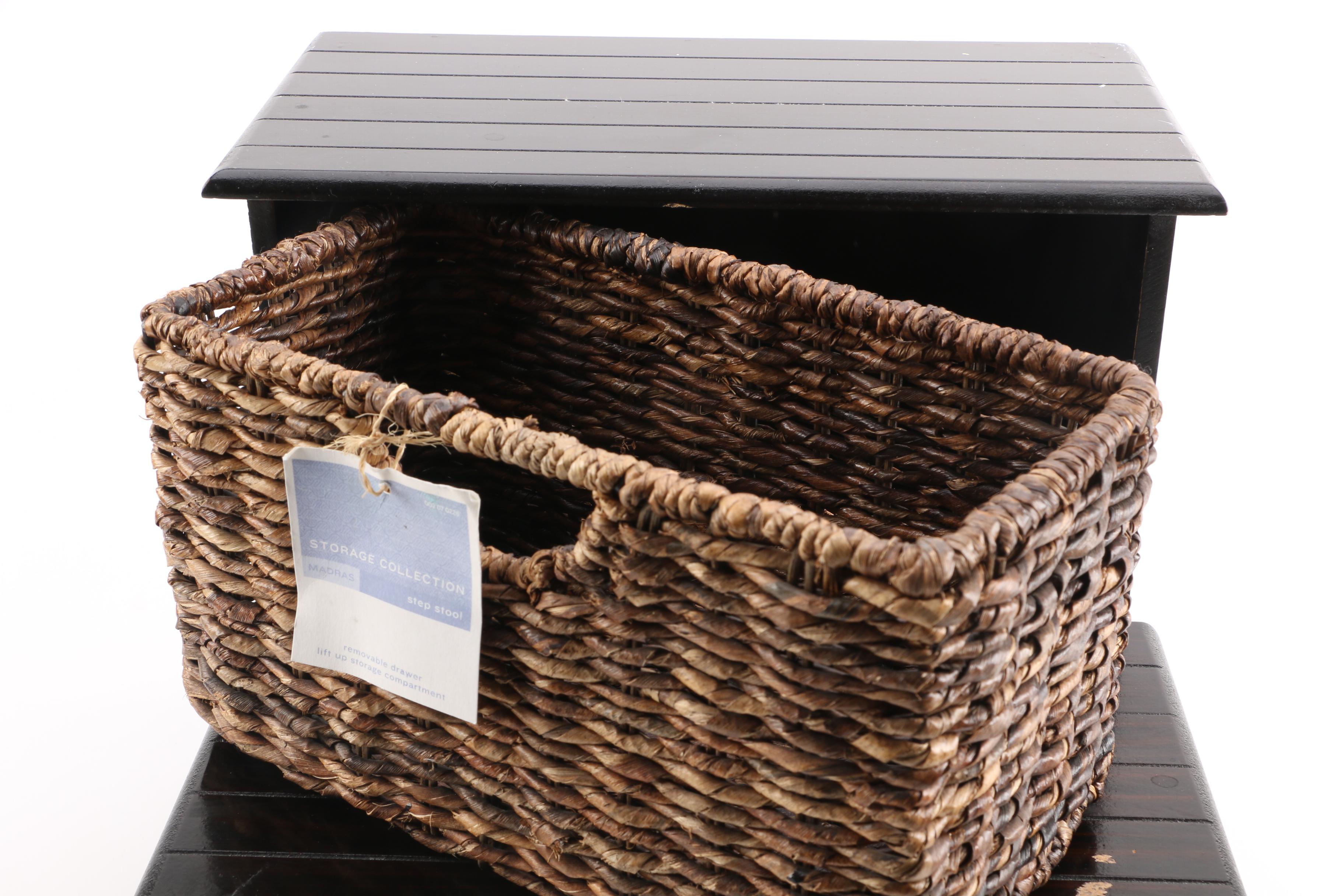 Step Stool With Storage Compartments and Basket
