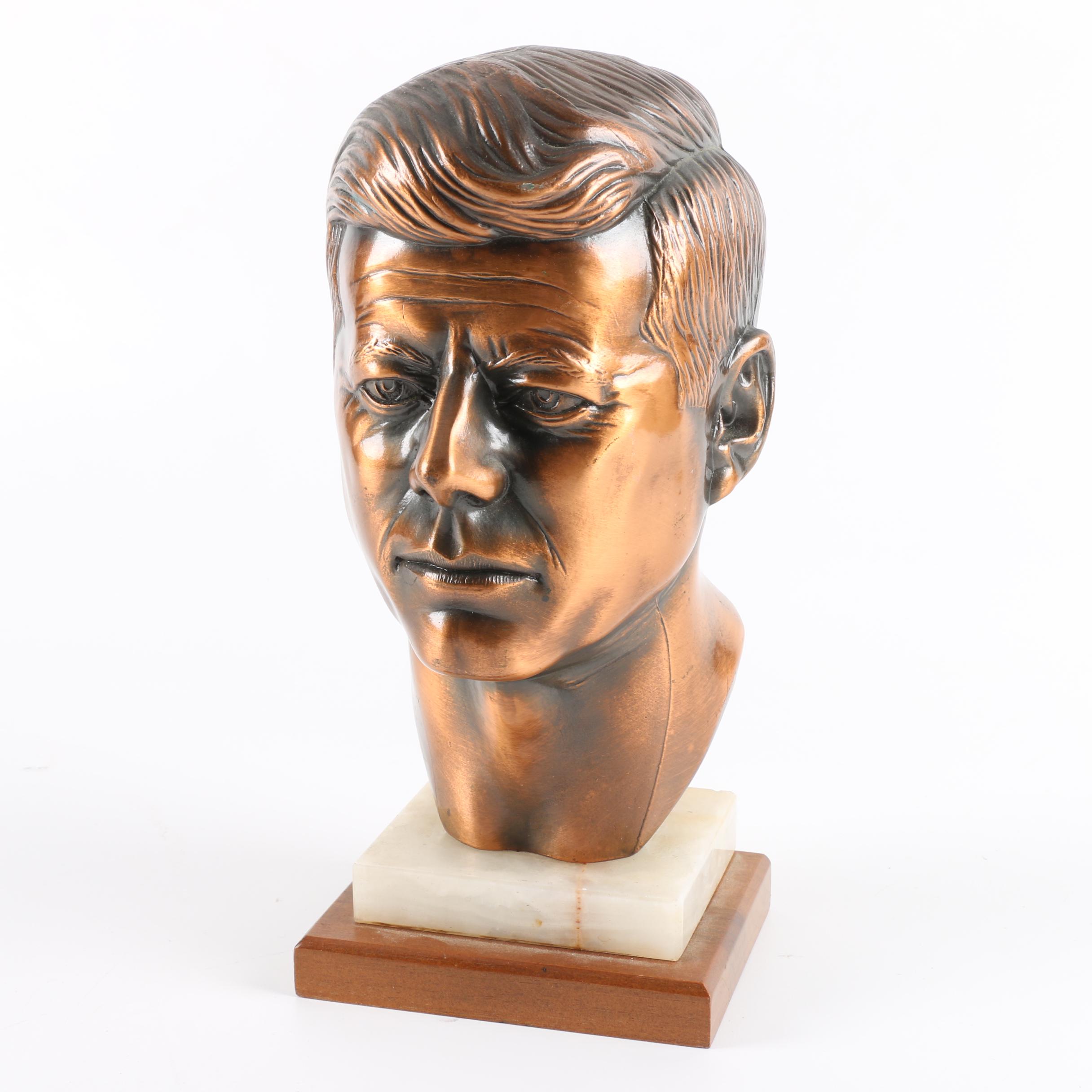 Vintage John F. Kennedy Bronze Bust by Anaran