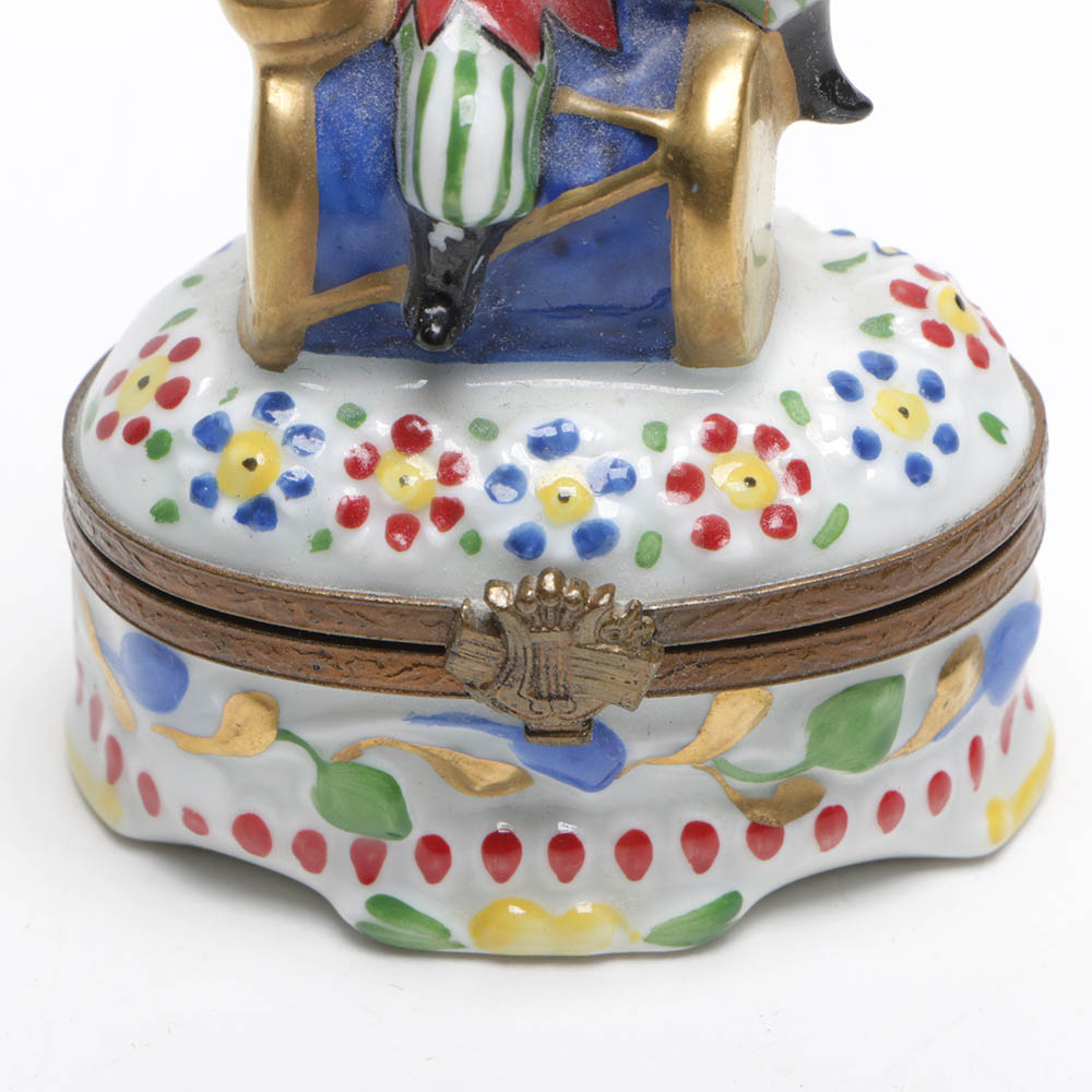 Limoges Hand-Painted Porcelain Colorful Jester Trinket Box