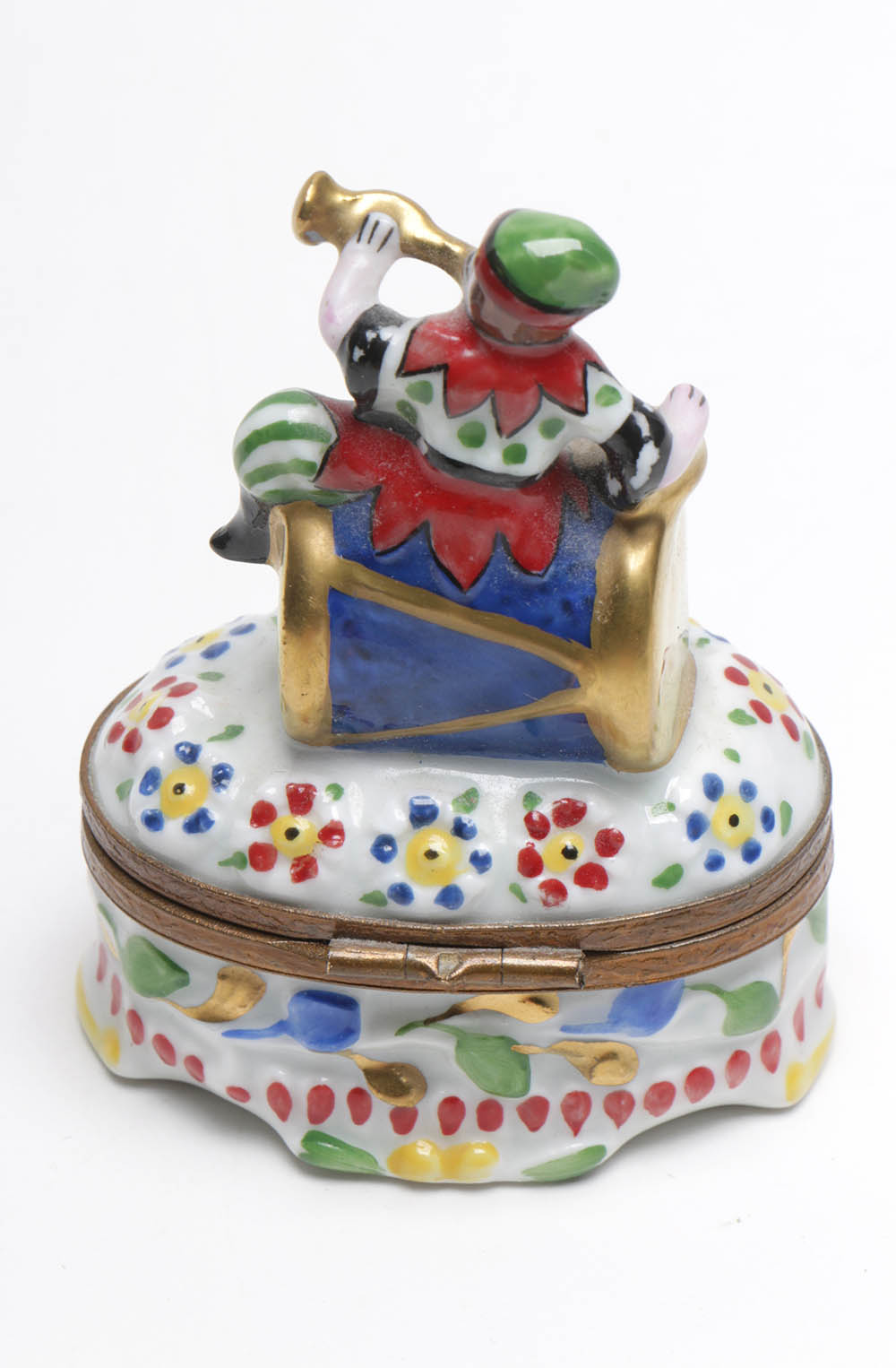 Limoges Hand-Painted Porcelain Colorful Jester Trinket Box