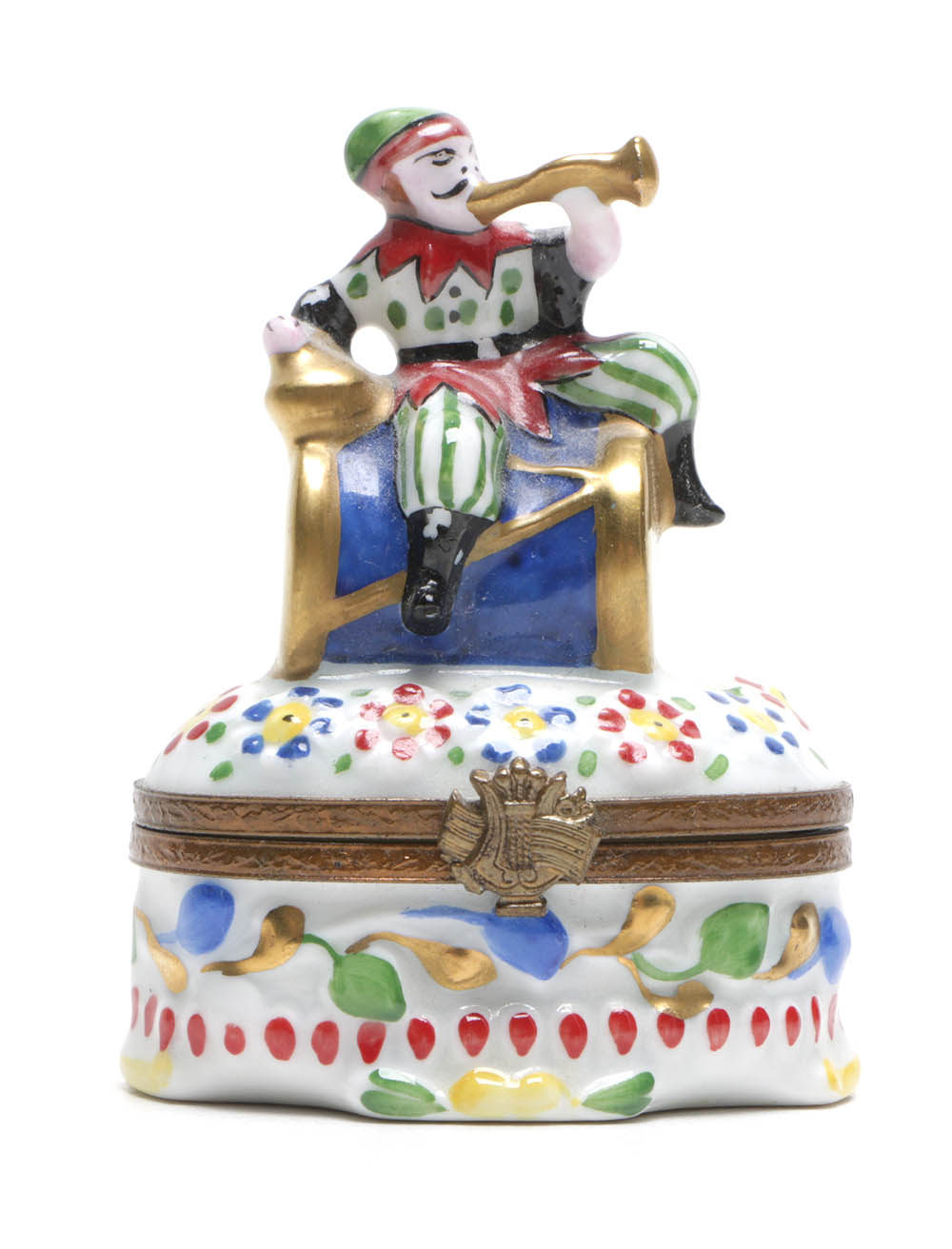 Limoges Hand-Painted Porcelain Colorful Jester Trinket Box