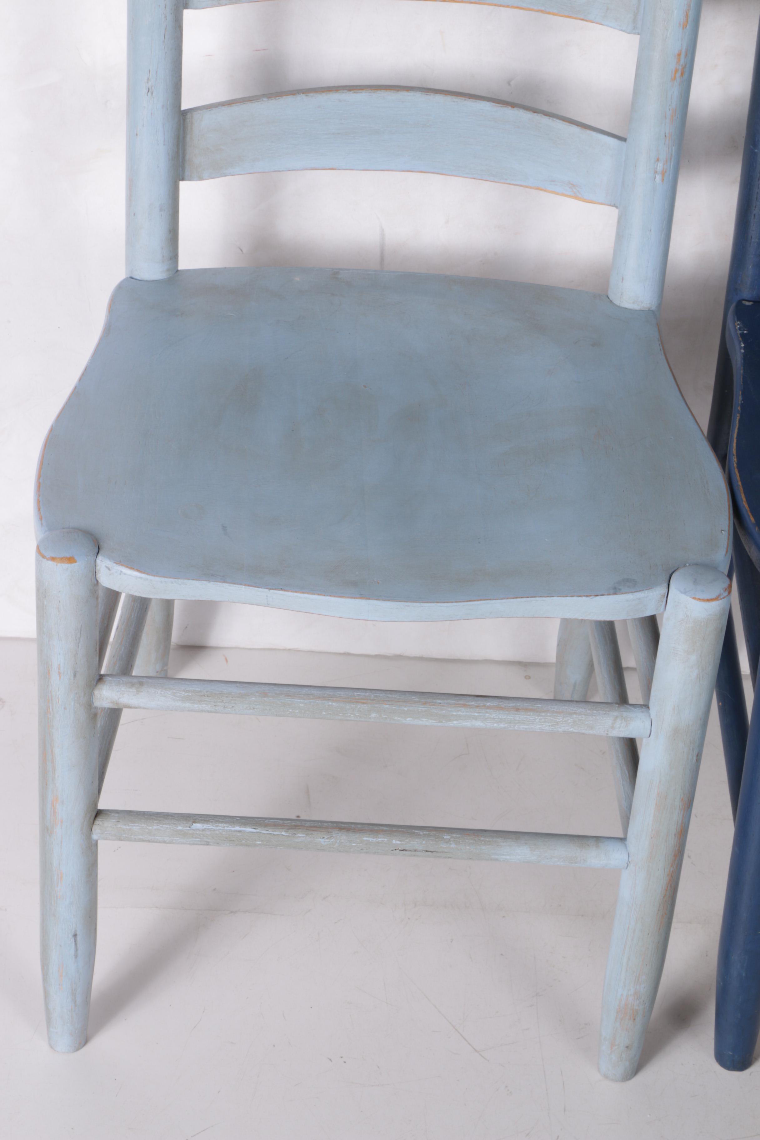 Five Painted Ladder Back Chairs