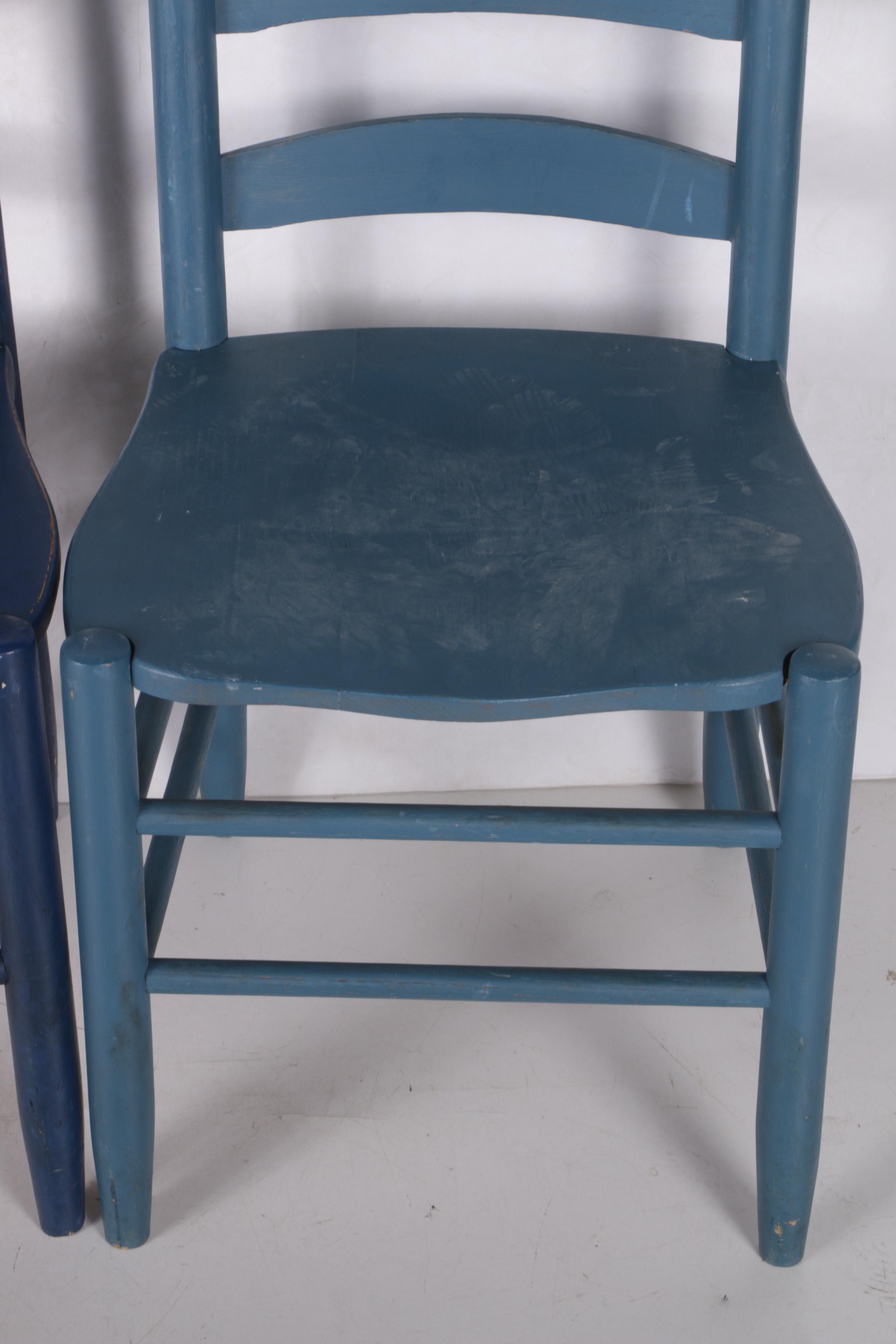 Five Painted Ladder Back Chairs
