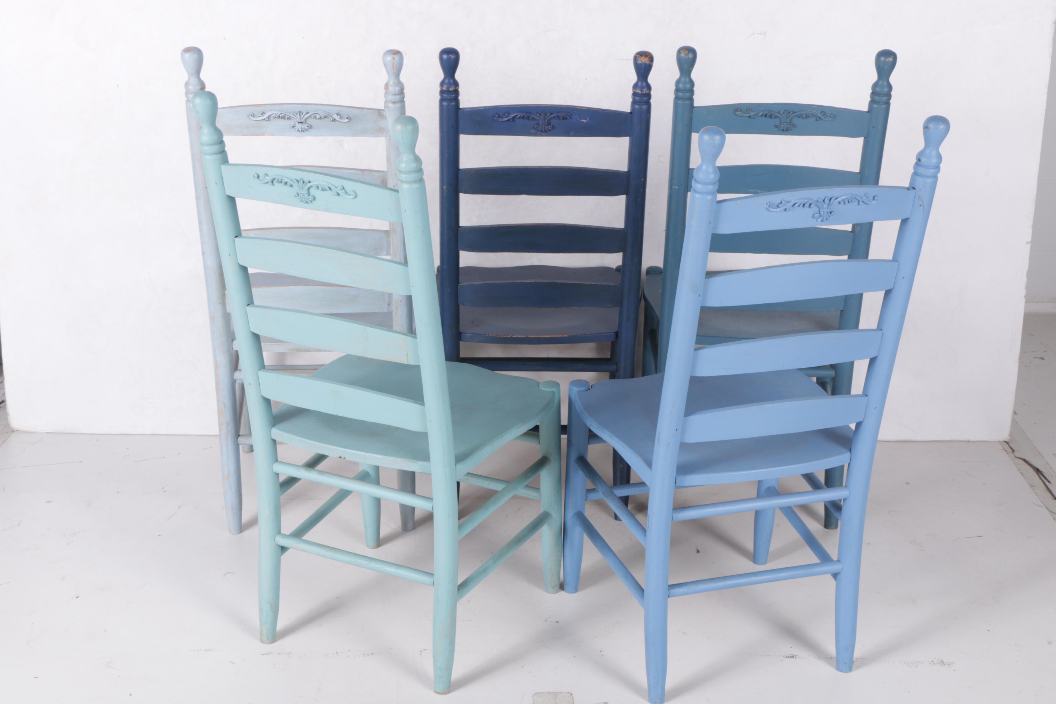 Five Painted Ladder Back Chairs