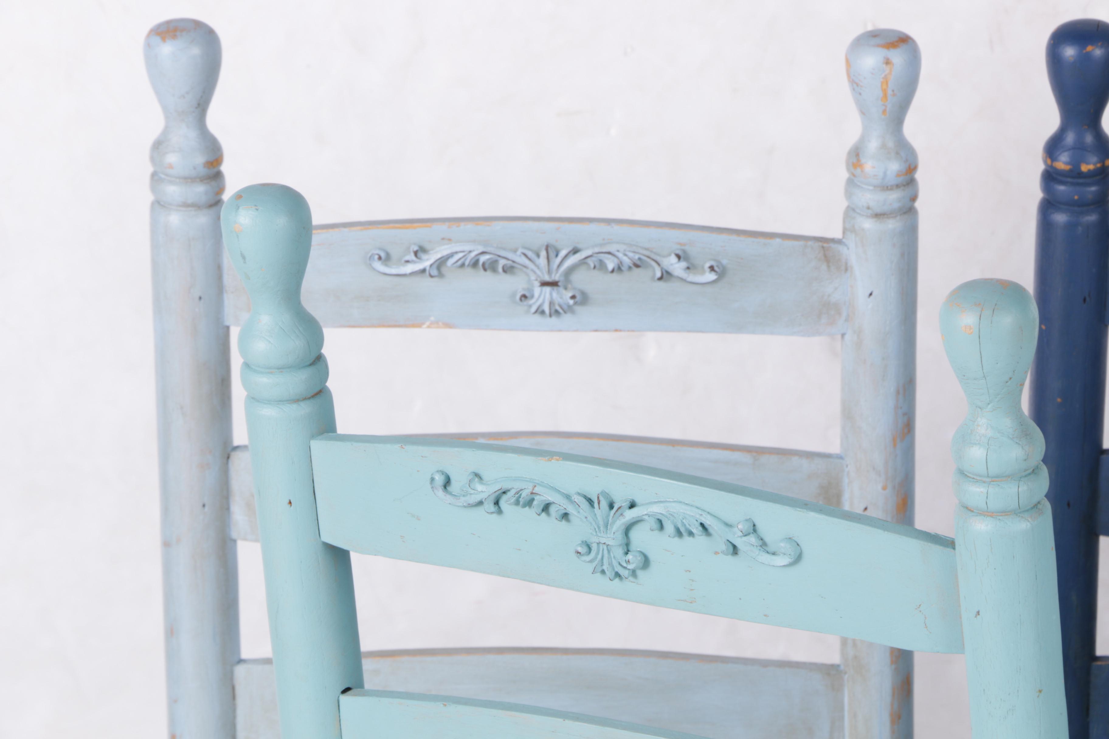 Five Painted Ladder Back Chairs