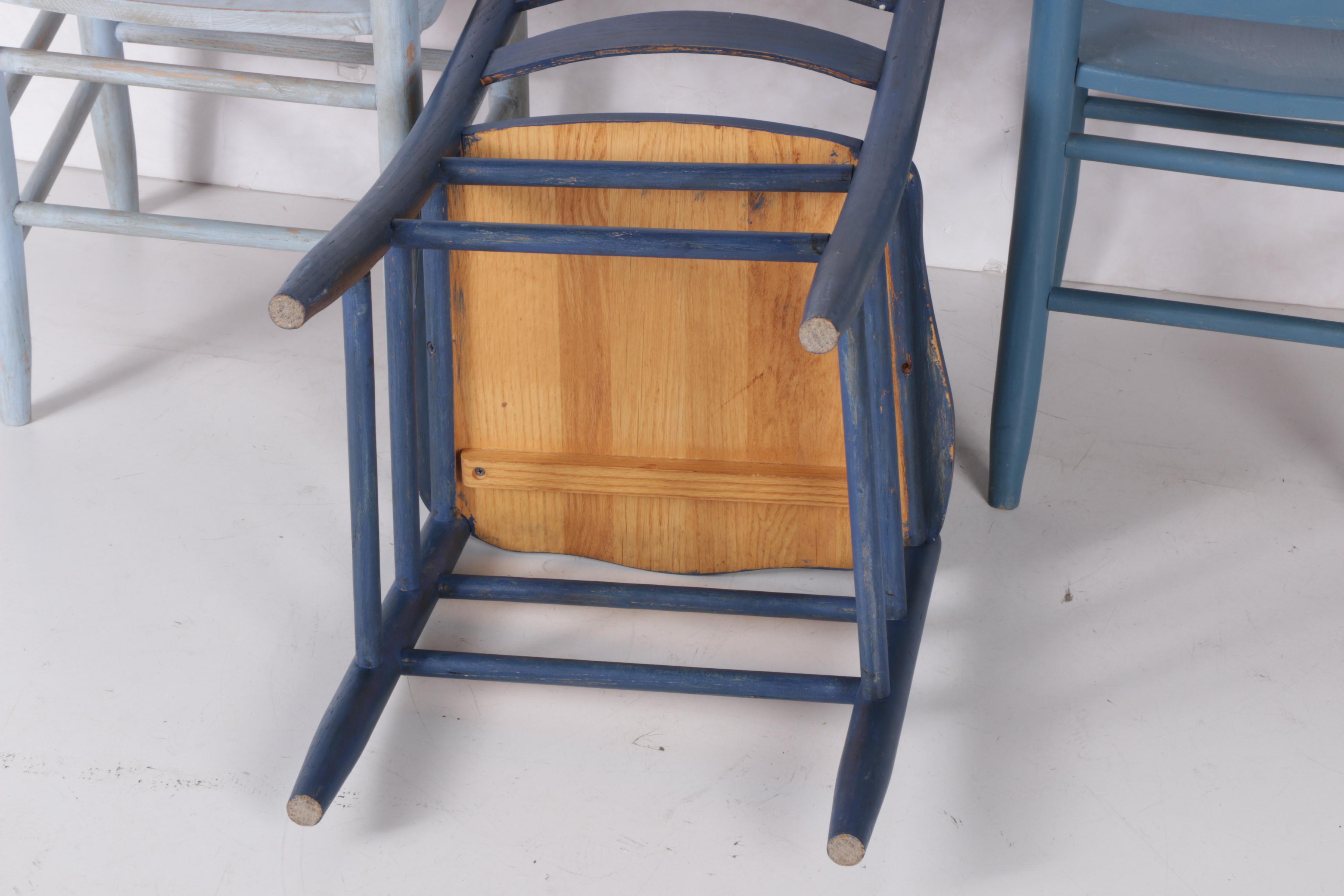 Five Painted Ladder Back Chairs