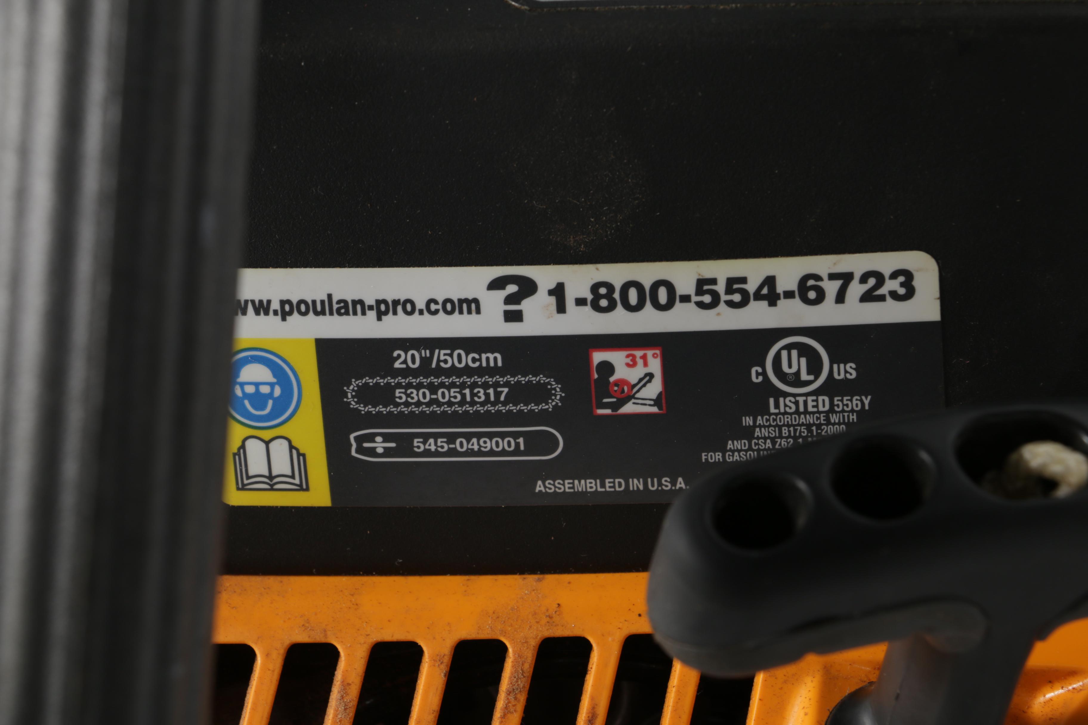 Poulan Pro 46cc Gas-Powered 20" Chainsaw with Case