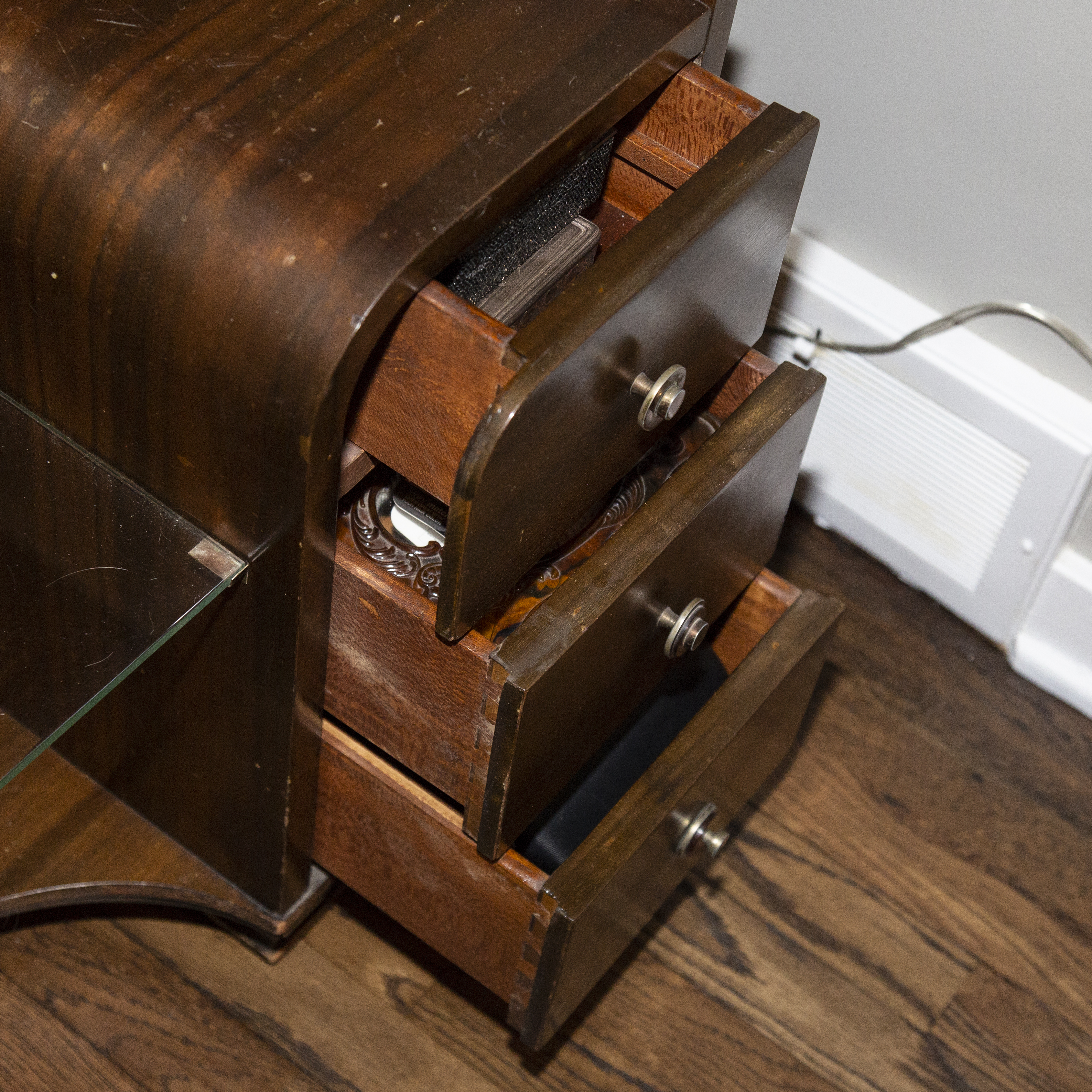Vintage Art Deco Vanity with Mirror and Stool