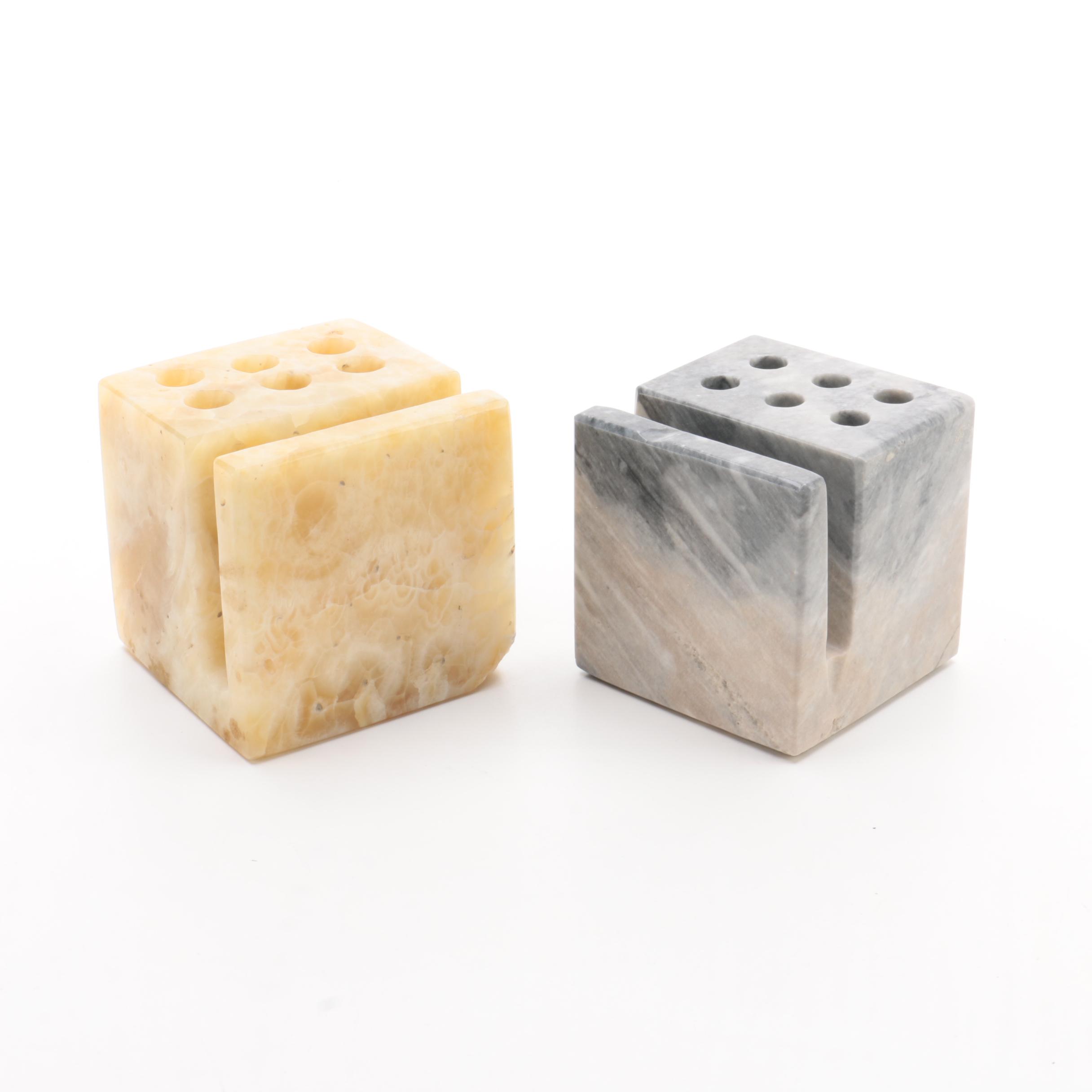 Marble And Alabaster Pen Holders