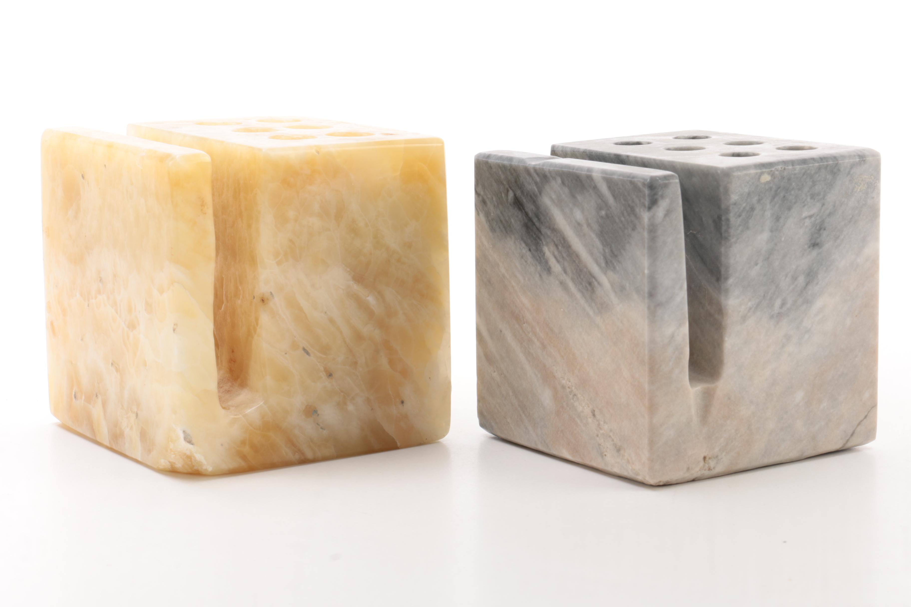 Marble And Alabaster Pen Holders