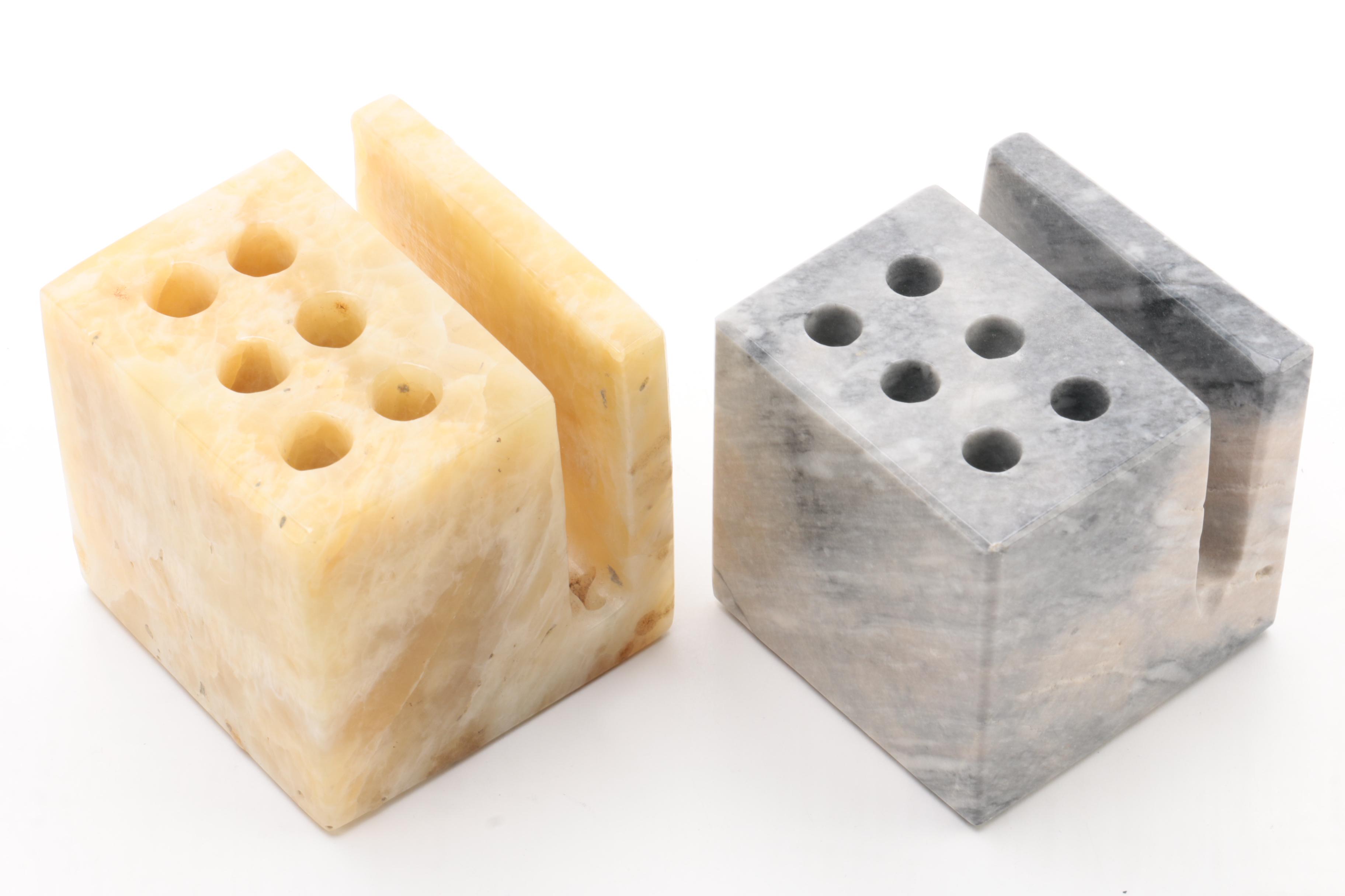 Marble And Alabaster Pen Holders