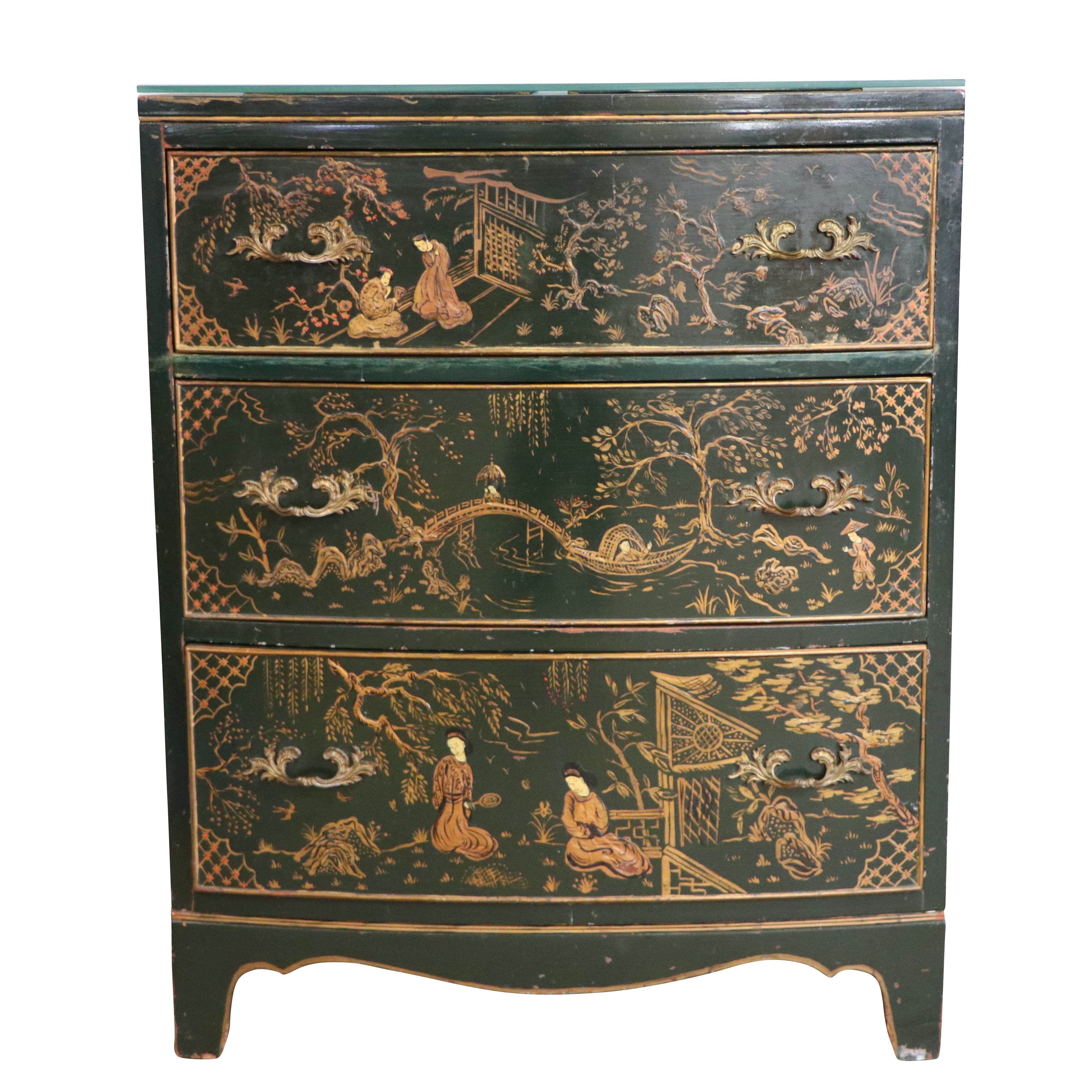 Vintage Chinoiserie Hand-Painted Chest of Drawers