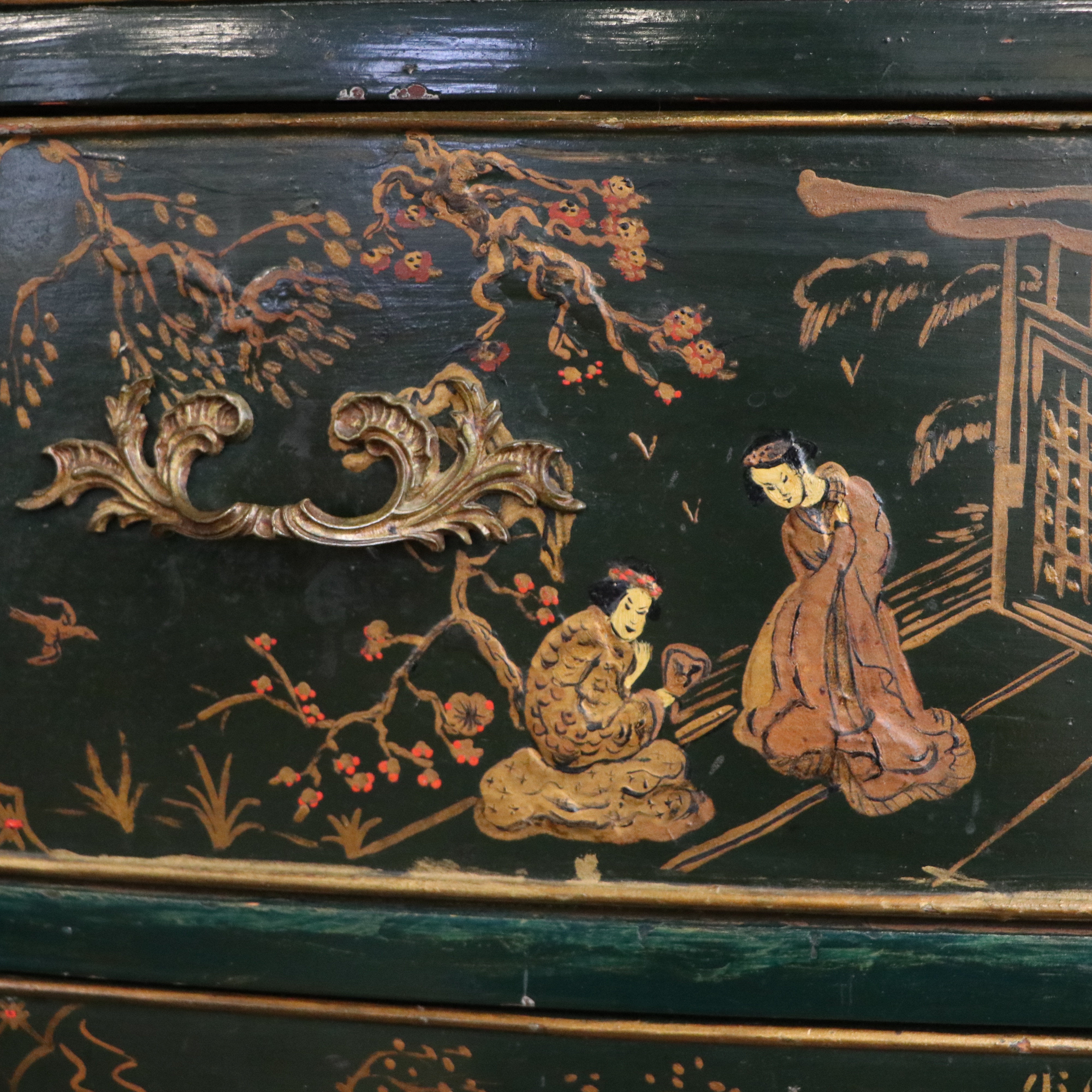 Vintage Chinoiserie Hand-Painted Chest of Drawers