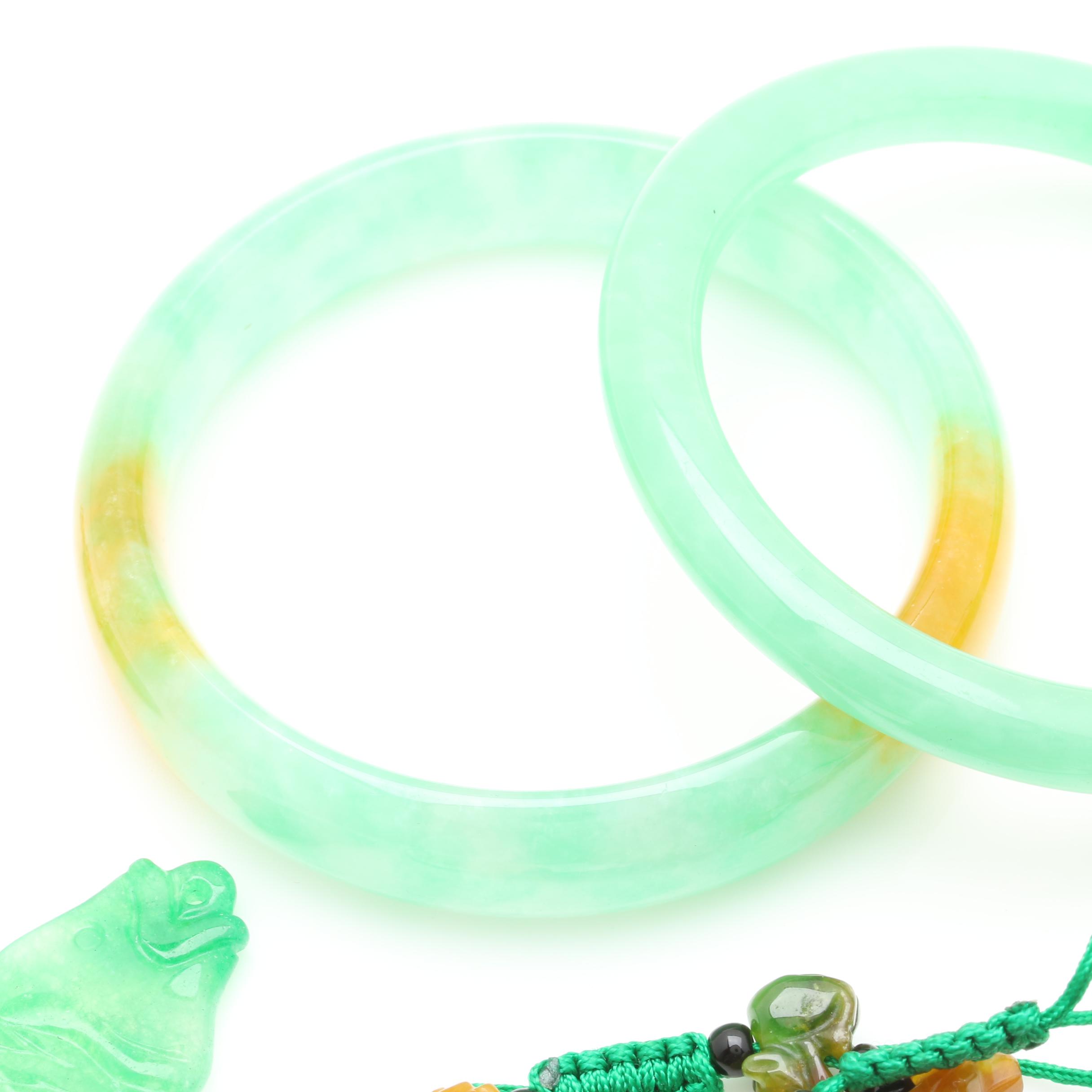 Gold-Tone Carved Jadeite Jewelry Selection