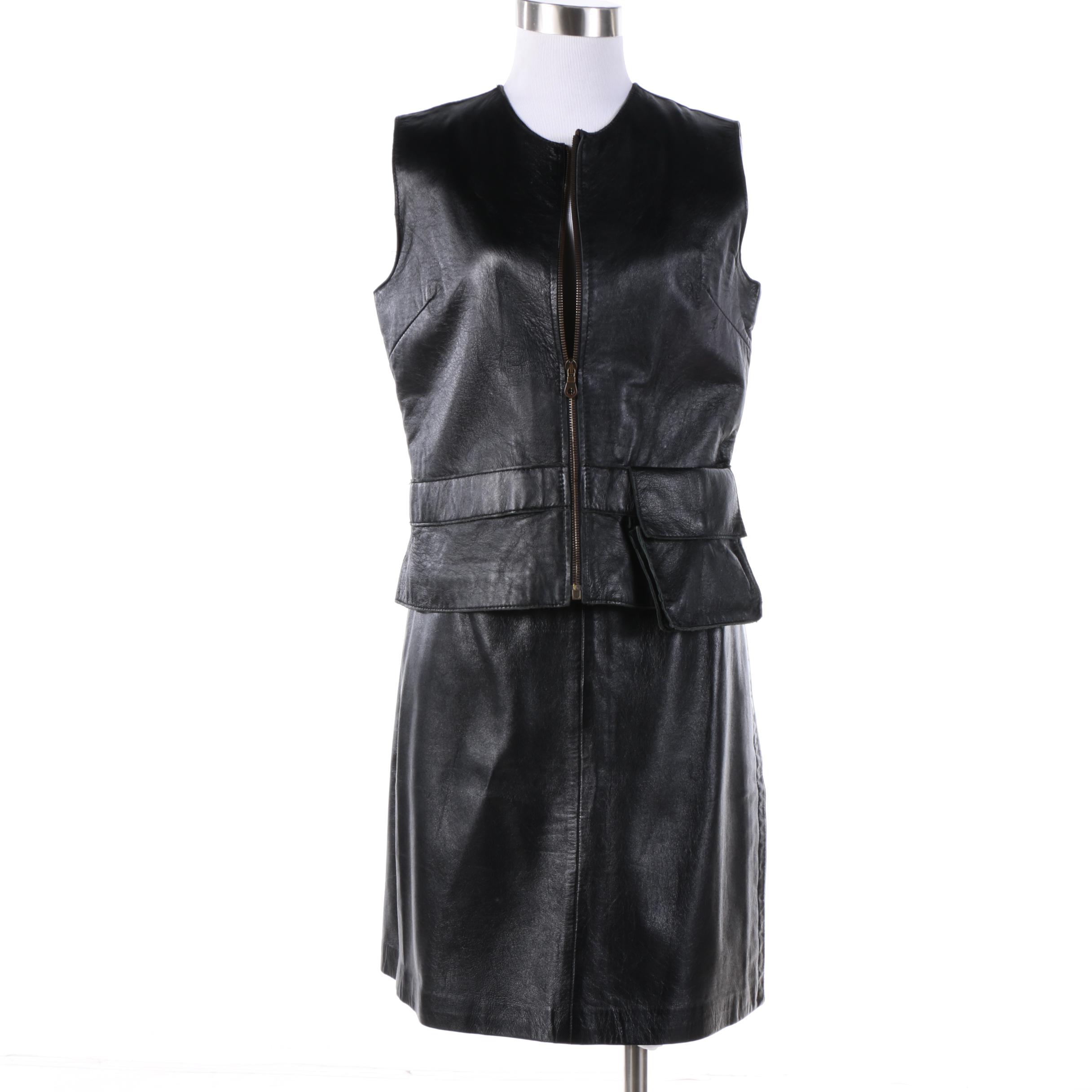 Rem Garson Black Leather Vest and Siena Studio Leather Skirt