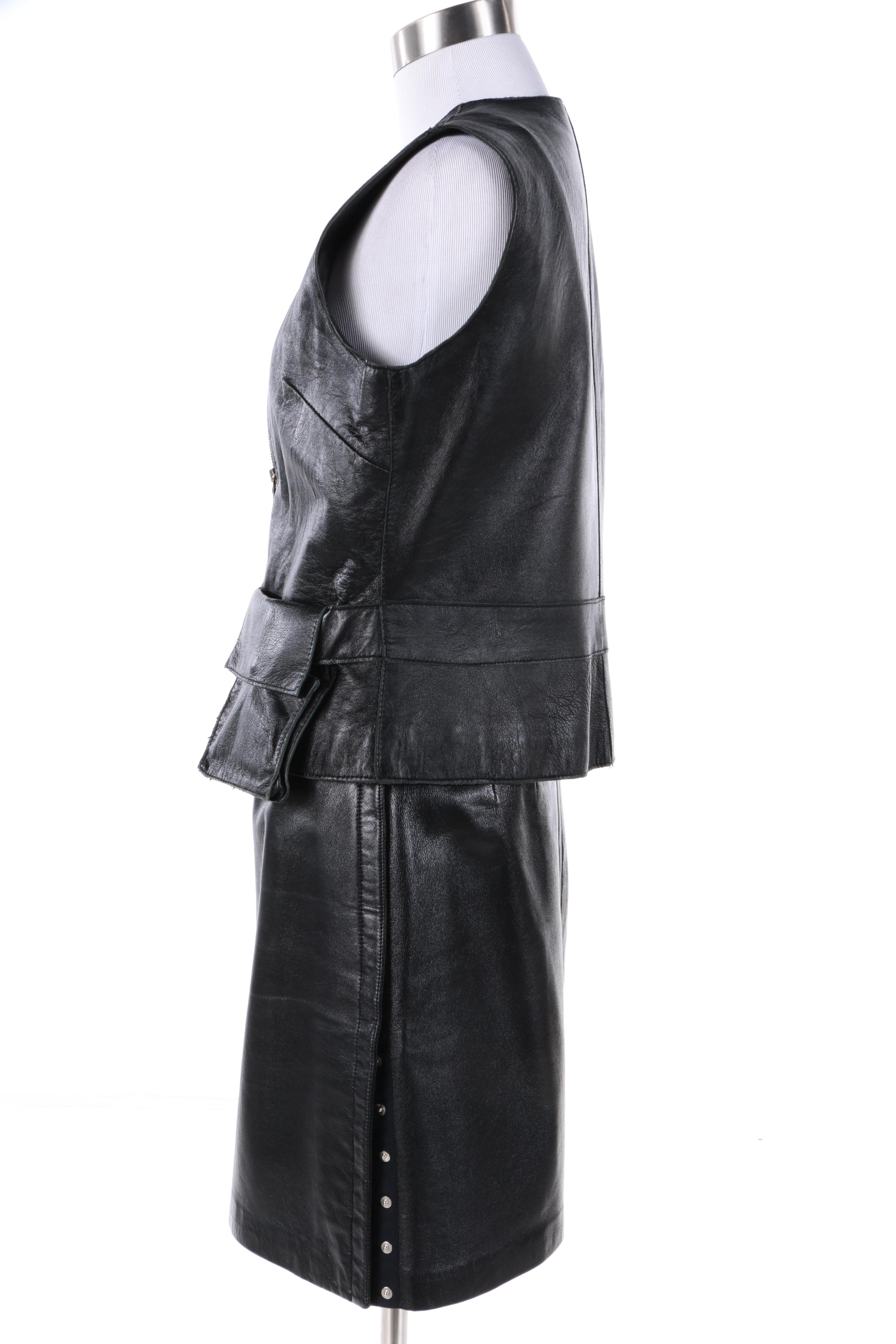 Rem Garson Black Leather Vest and Siena Studio Leather Skirt