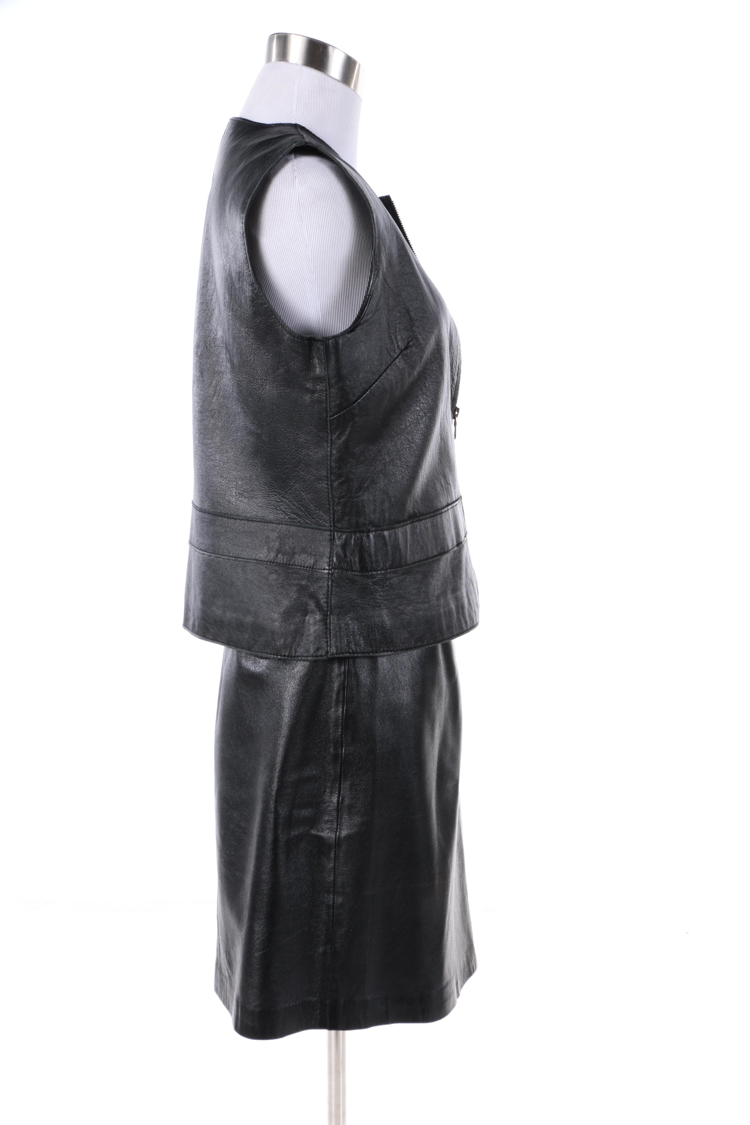 Rem Garson Black Leather Vest and Siena Studio Leather Skirt