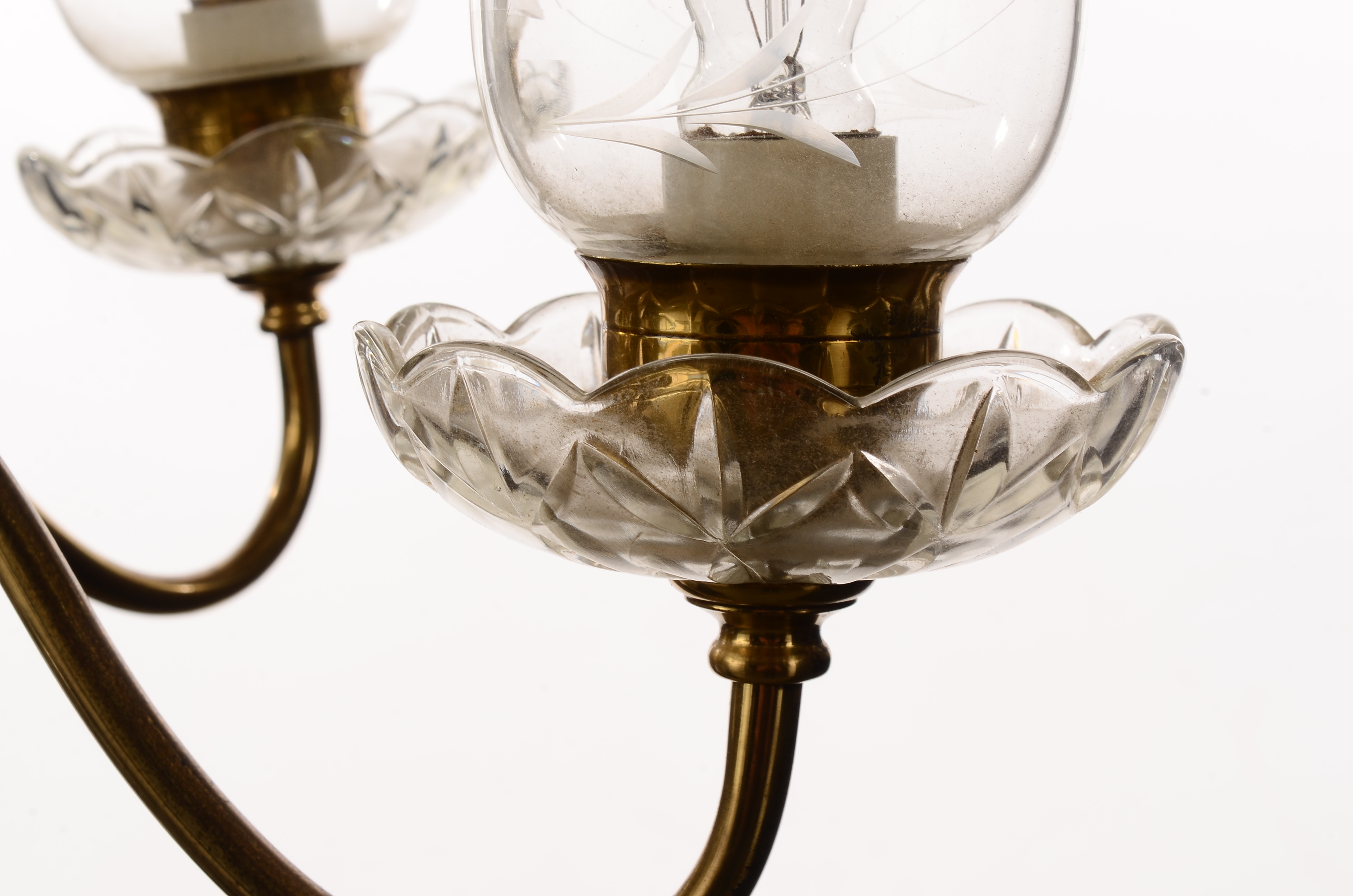 Brass and Cut Glass Chandelier