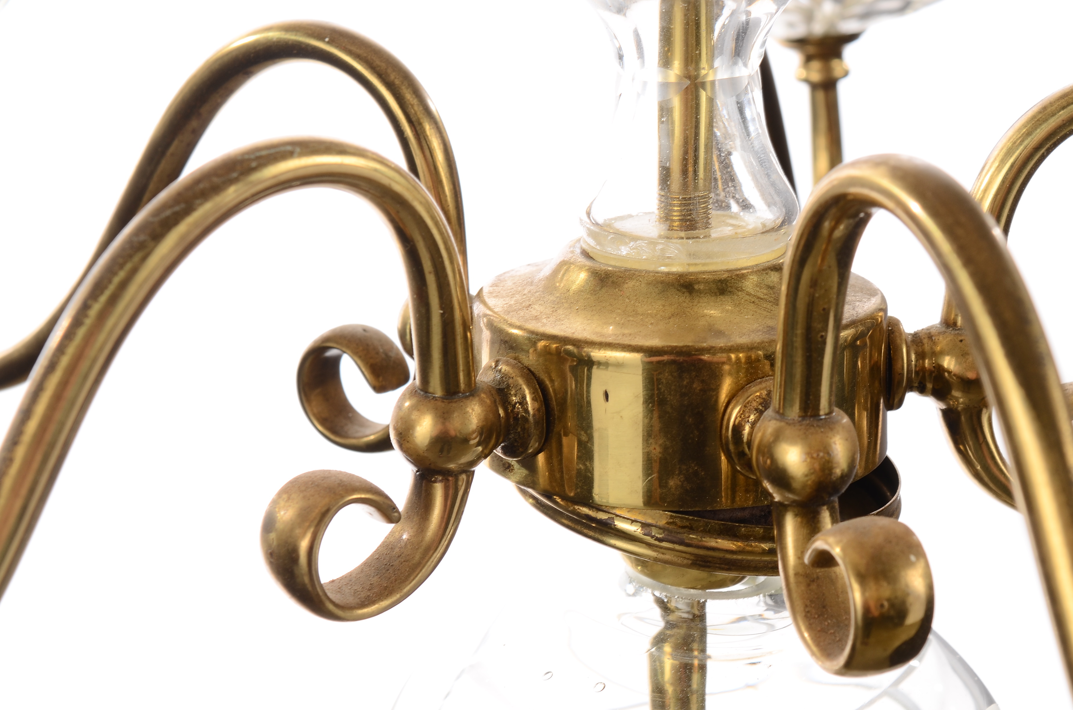 Brass and Cut Glass Chandelier