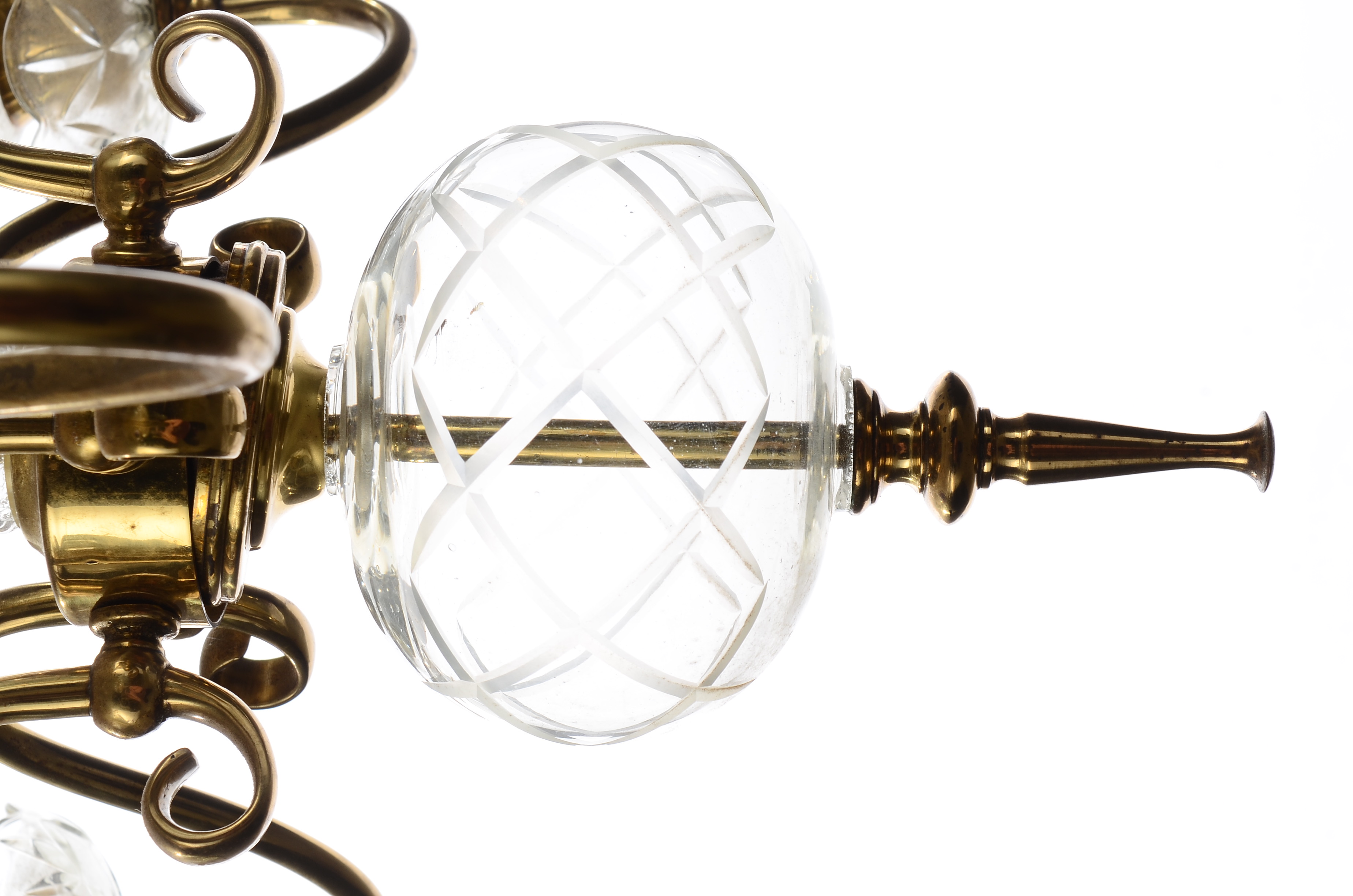 Brass and Cut Glass Chandelier