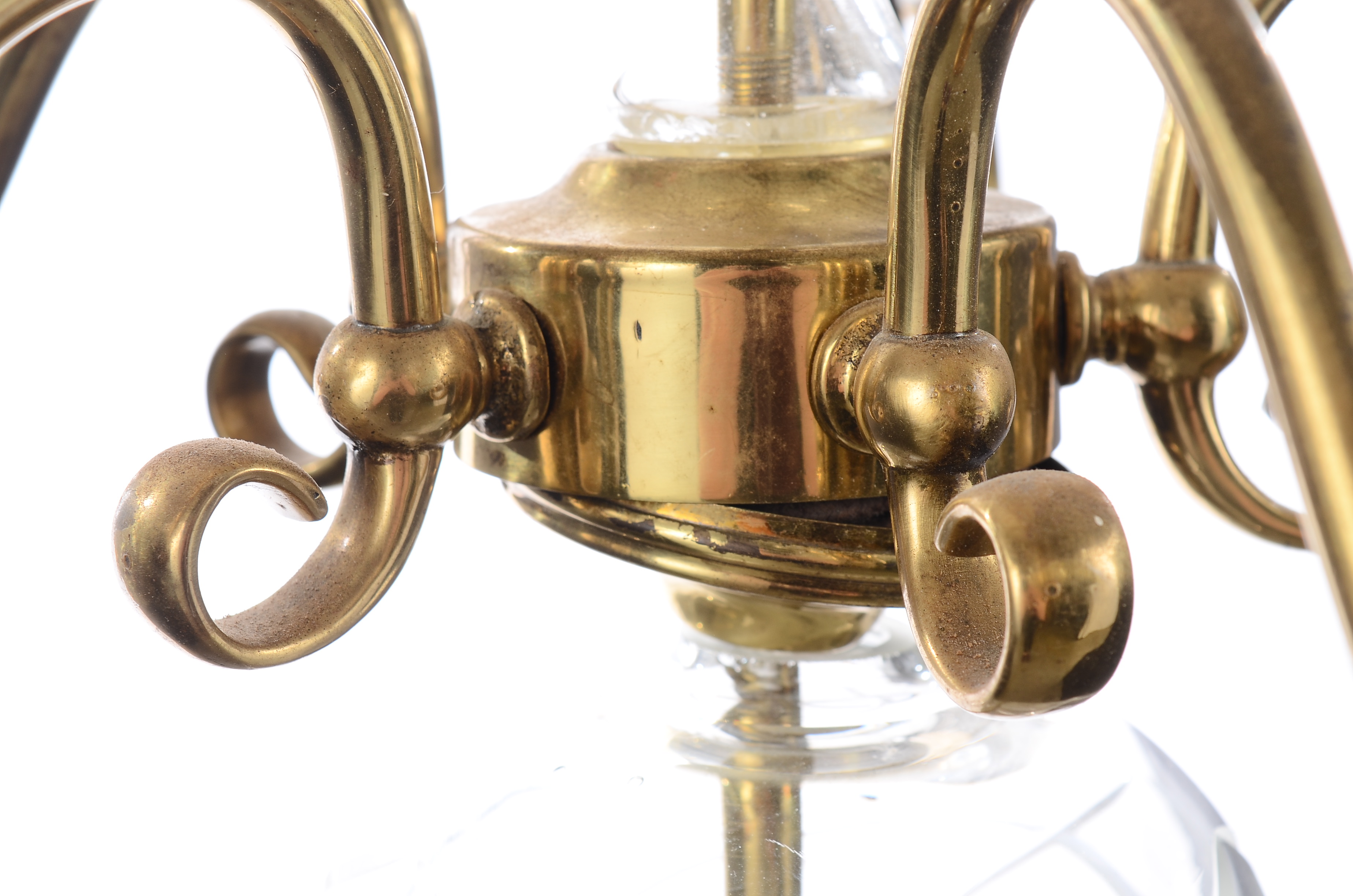 Brass and Cut Glass Chandelier